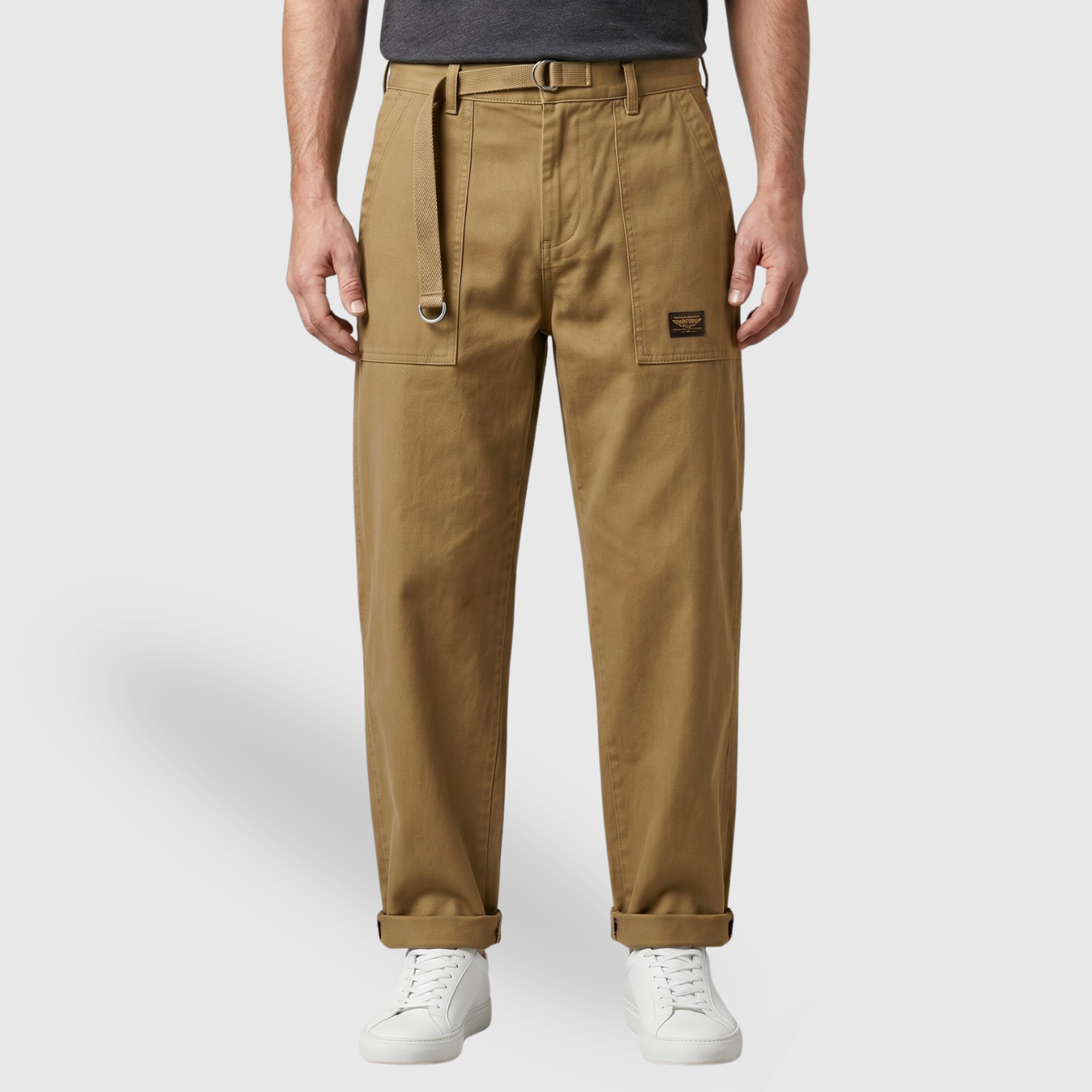 Pantalon cargo homme coupe large à poches rabat style workwear