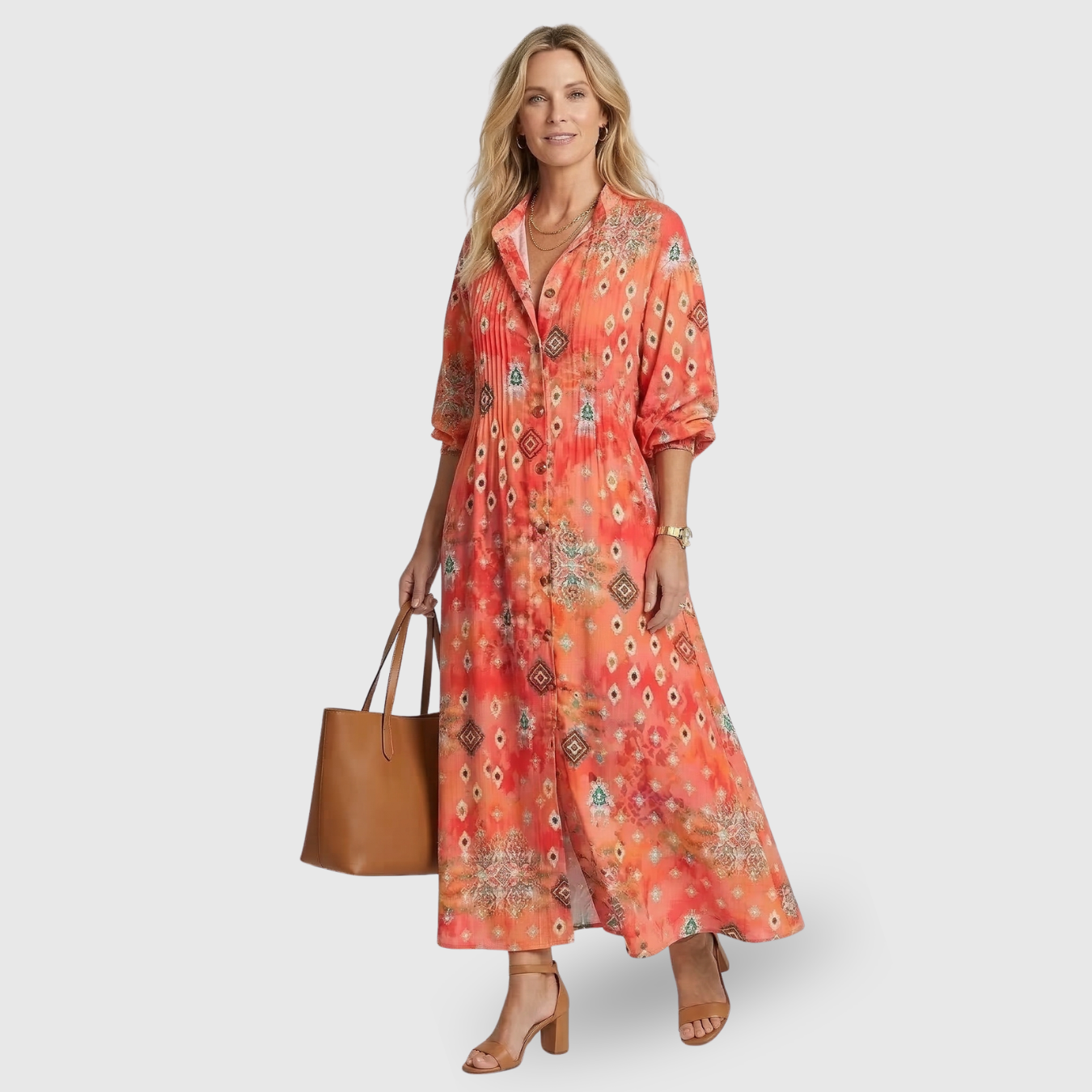 Robe longue femme col en V manches courtes coupe fluide taille empire été