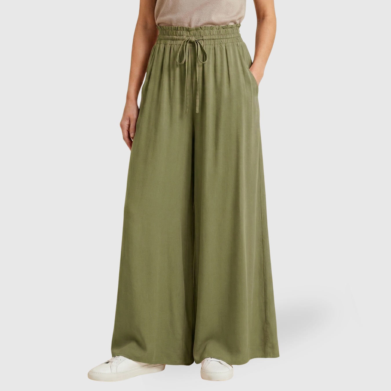 Pantalon large femme taille haute coupe ample jambes larges décontracté