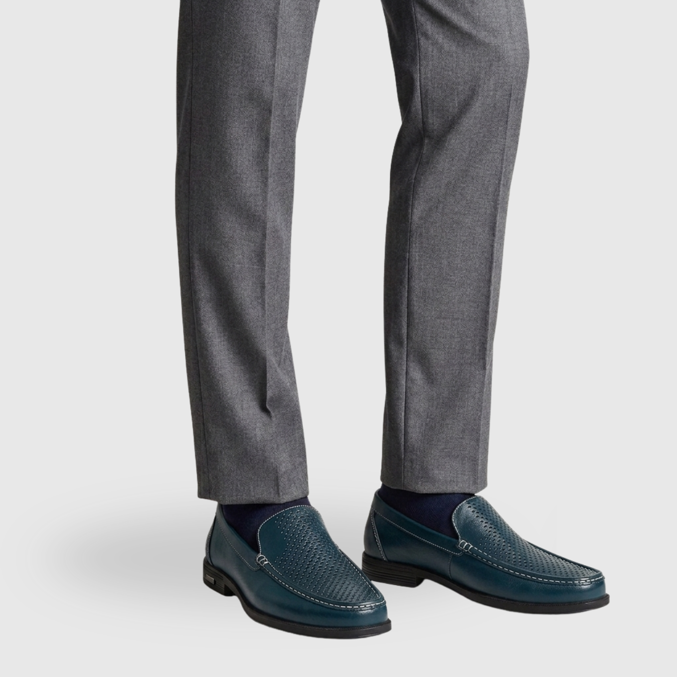 Mocassins homme cuir perforé chaussures habillées sans lacets