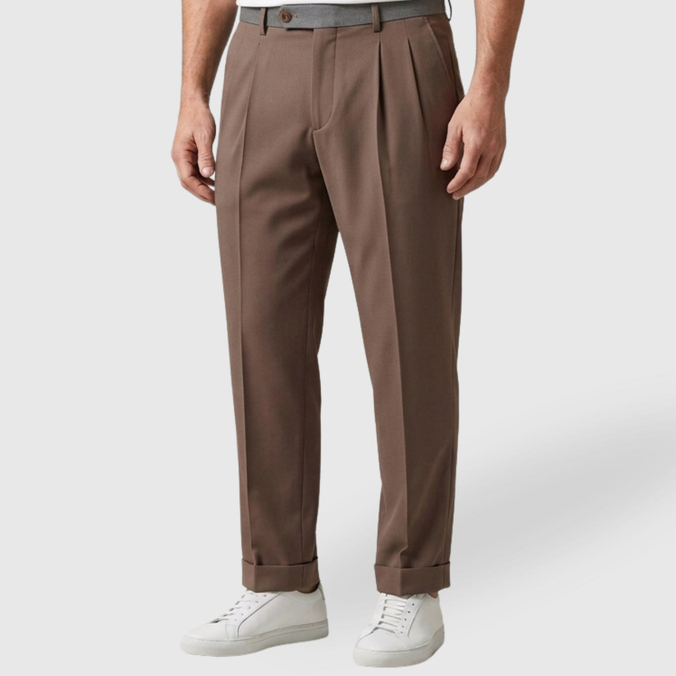 Pantalon homme taille haute coupe droite habillée