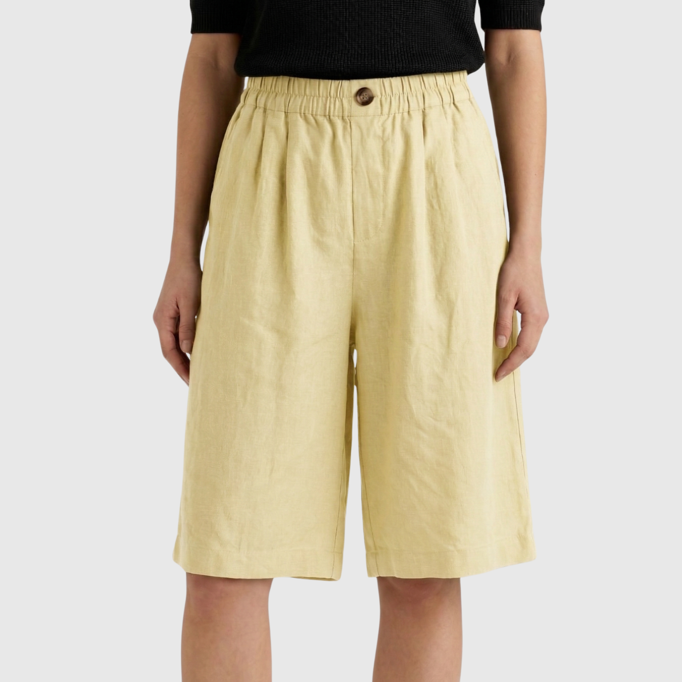 Short femme taille haute élastique coupe ample confort été coton