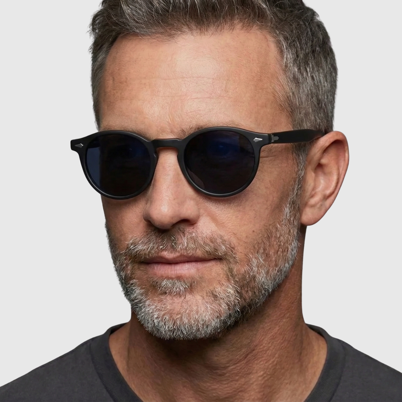 Lunettes de soleil pour homme avec monture ronde et classique, protection UV400