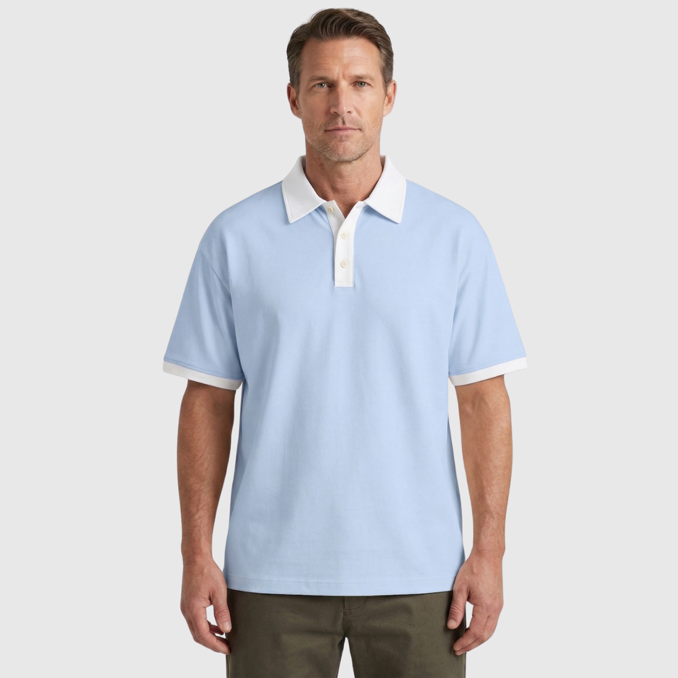 Polo homme manches courtes col boutonné coupe droite maille piquée