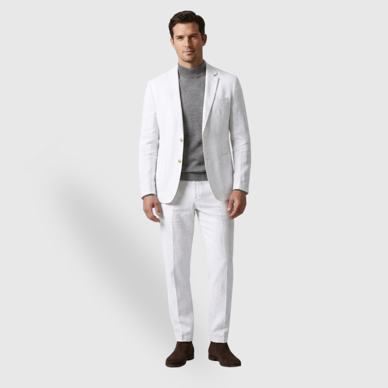 Costume homme lin mélangé coupe décontractée veste et pantalon