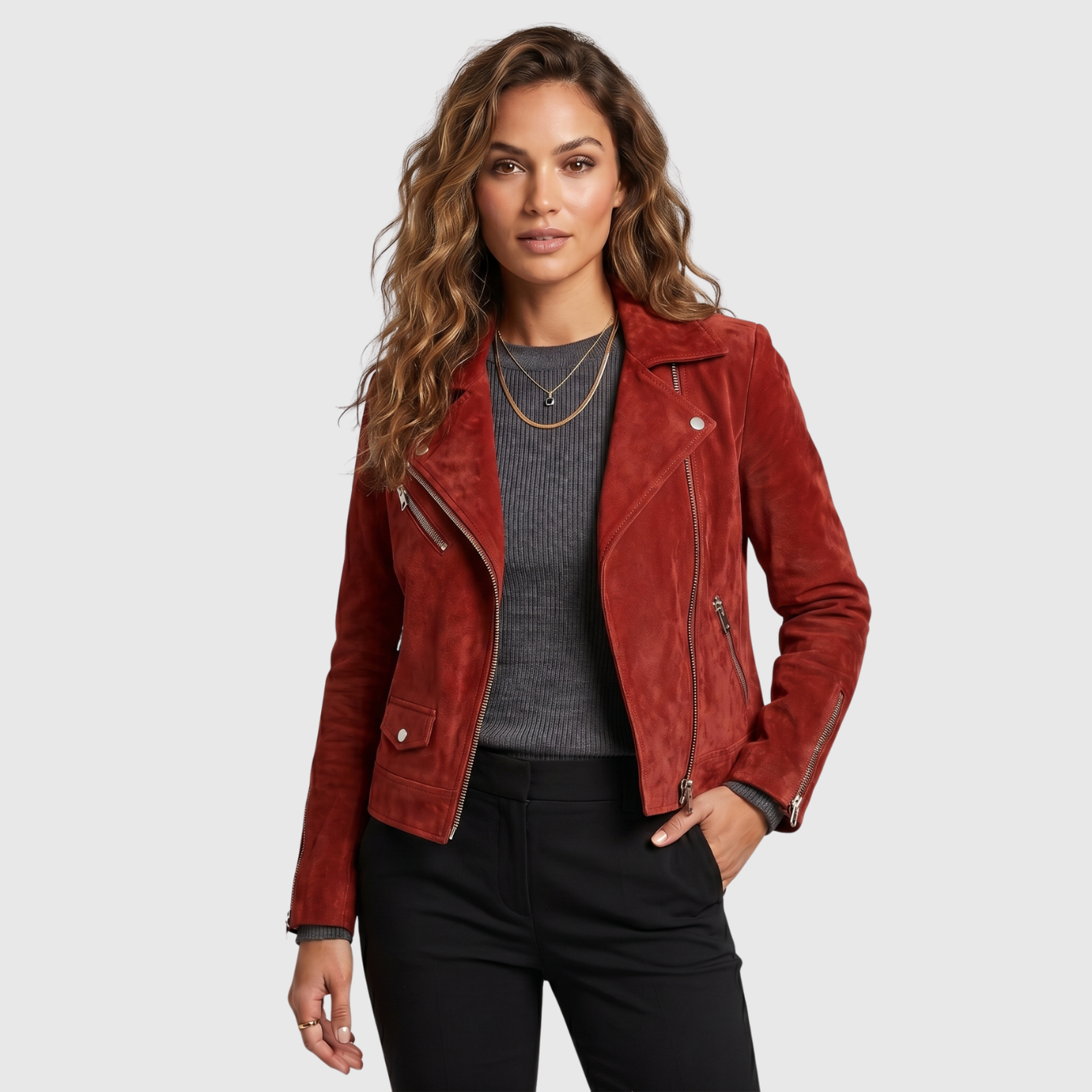 Veste femme style biker similicuir fermeture zippée coupe ajustée