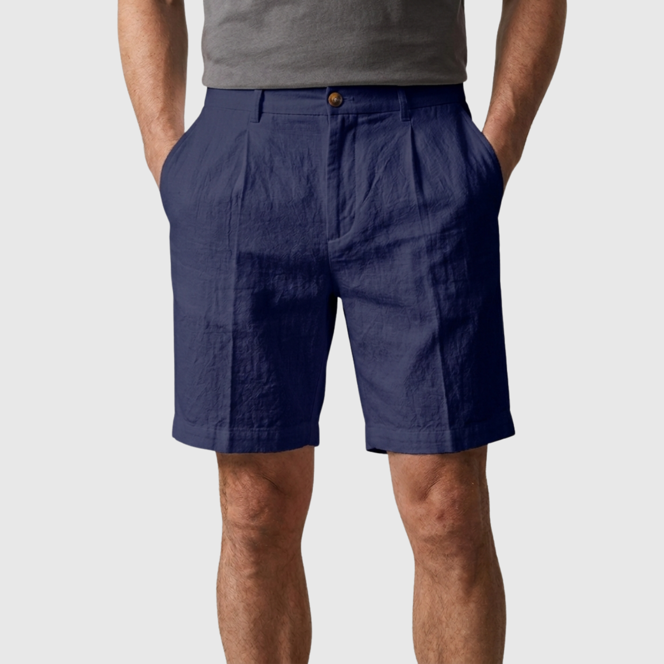 Short homme en lin coupe décontractée taille élastiquée
