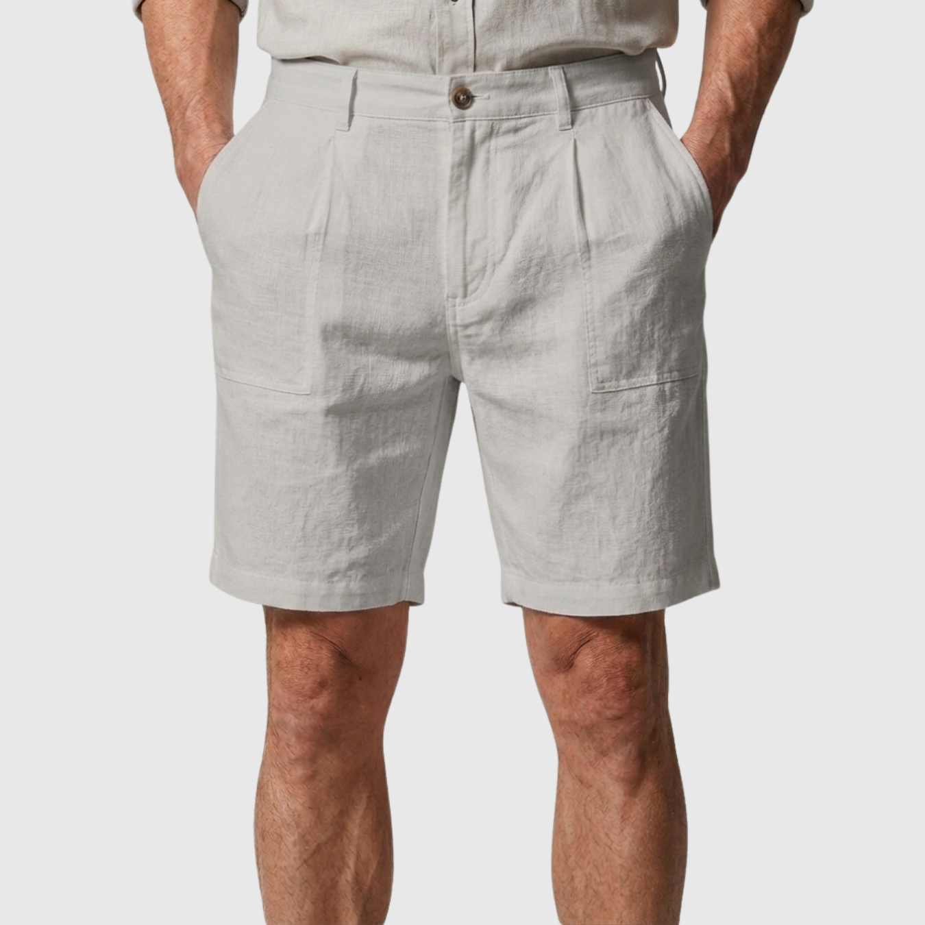 Short en lin homme taille boutonnée coupe décontractée été poches
