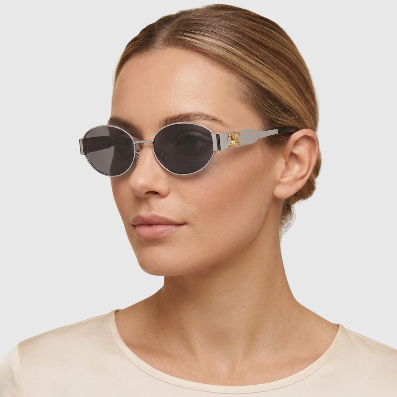 Lunettes de soleil femme ovales monture métal protection UV400 style vintage