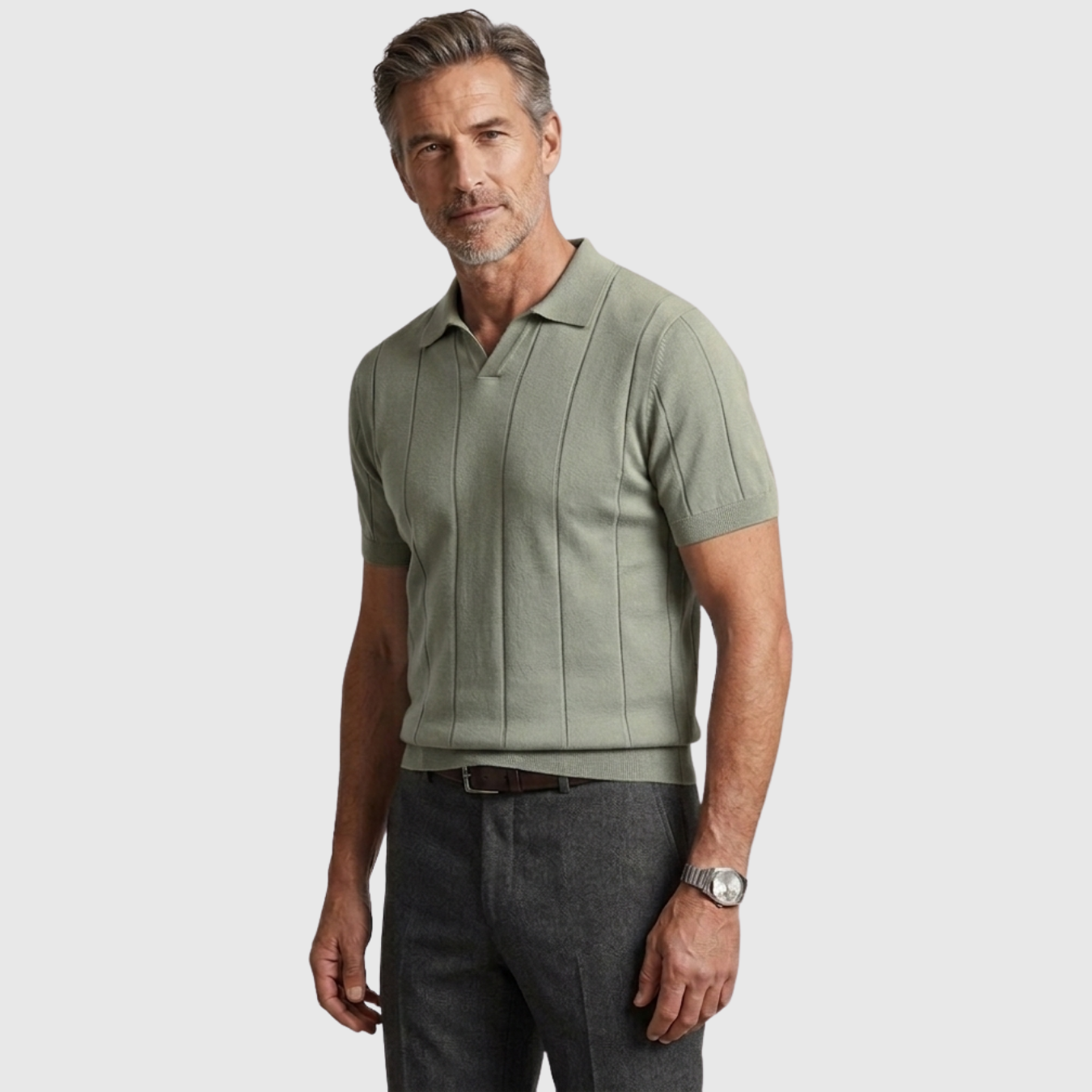 Polo homme coton sans boutons manches courtes col ouvert coupe droite