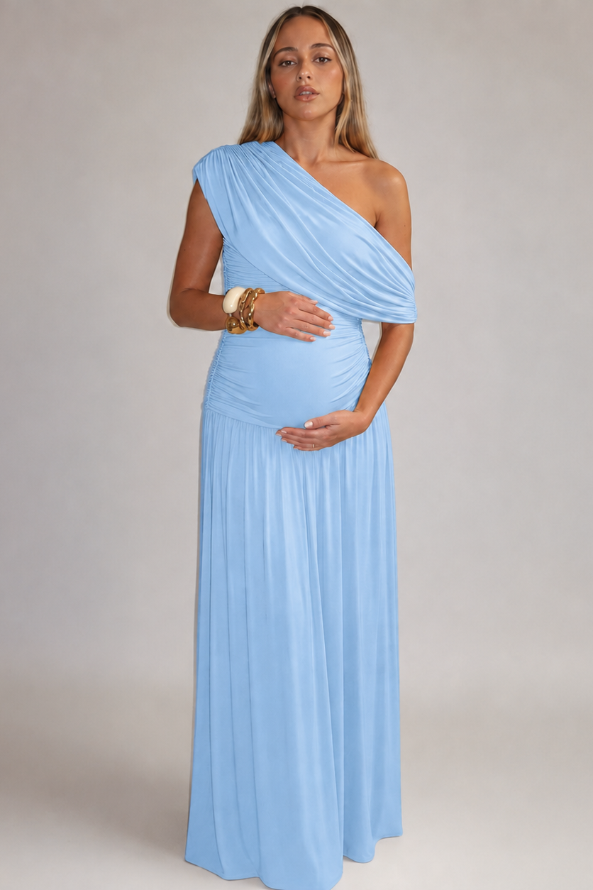 Robe Maternité Longue Asymétrique Élégante Grossesse