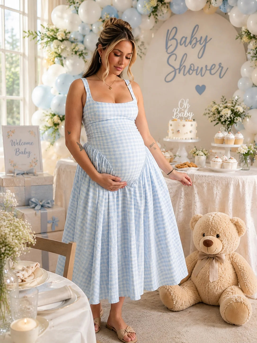 Robe Maxi Maternité Ligne A Bretelles Élégante