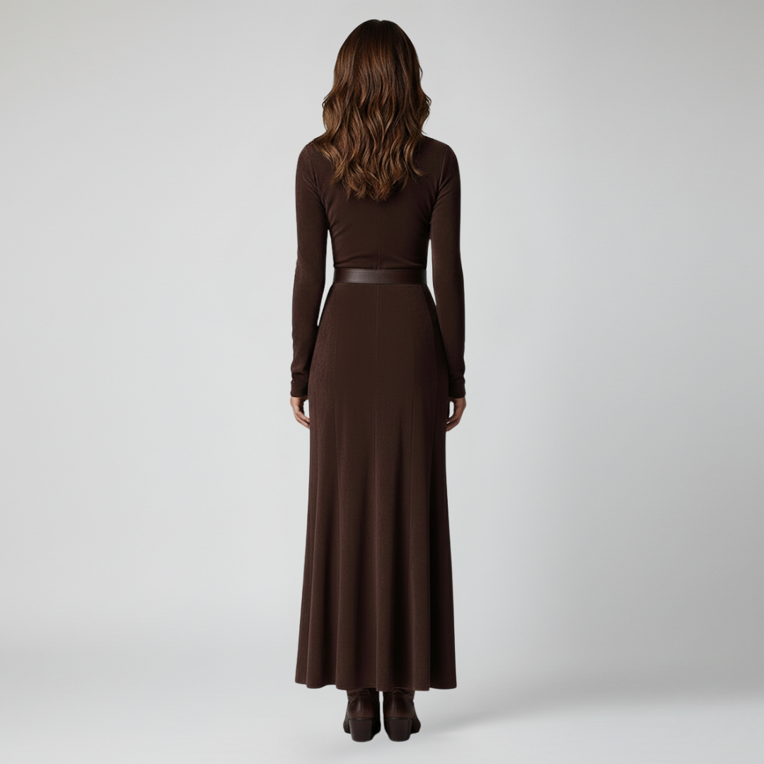 Robe maxi zippée en suédine avec ceinture