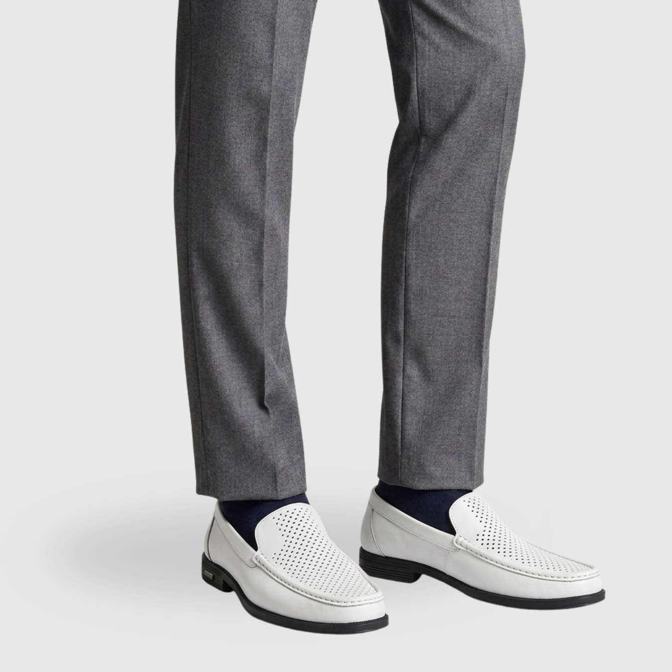 Mocassins homme cuir perforé chaussures habillées sans lacets