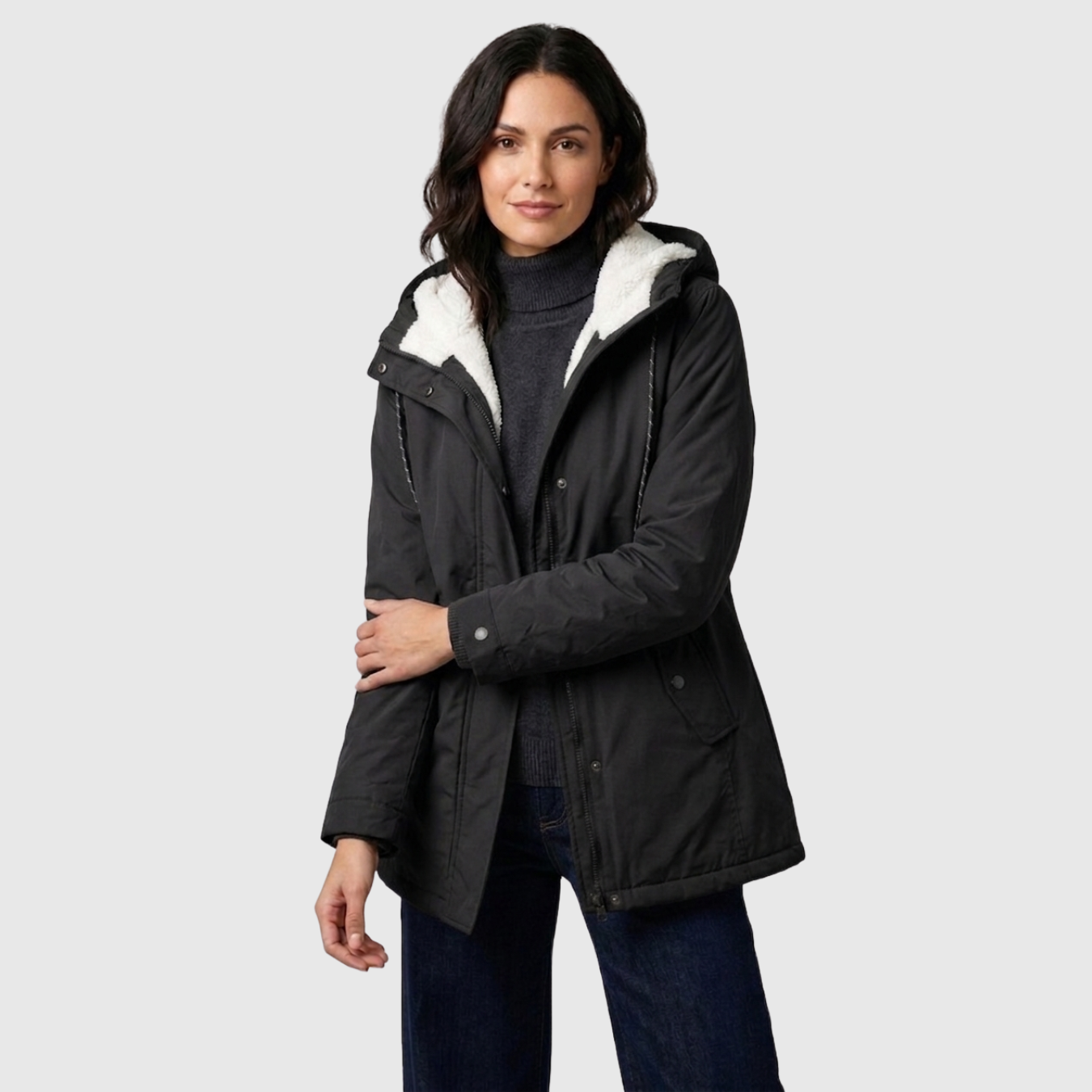 Manteau hiver femme long imperméable à capuche doublé chaud