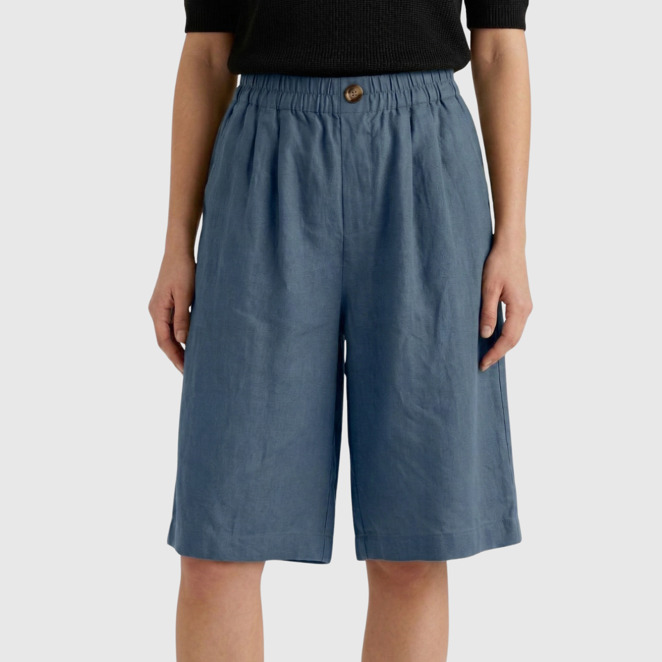 Short femme taille haute élastique coupe ample confort été coton