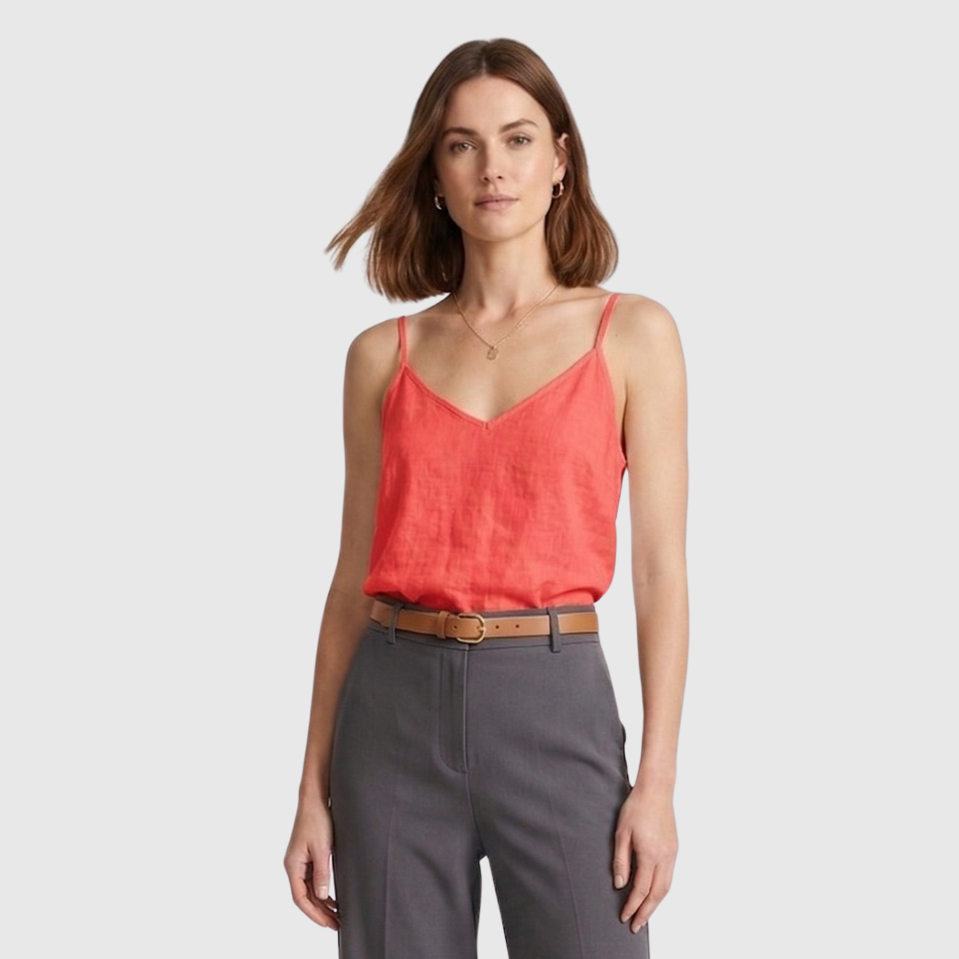 Top femme lin bretelles fines été coupe légère sans manches