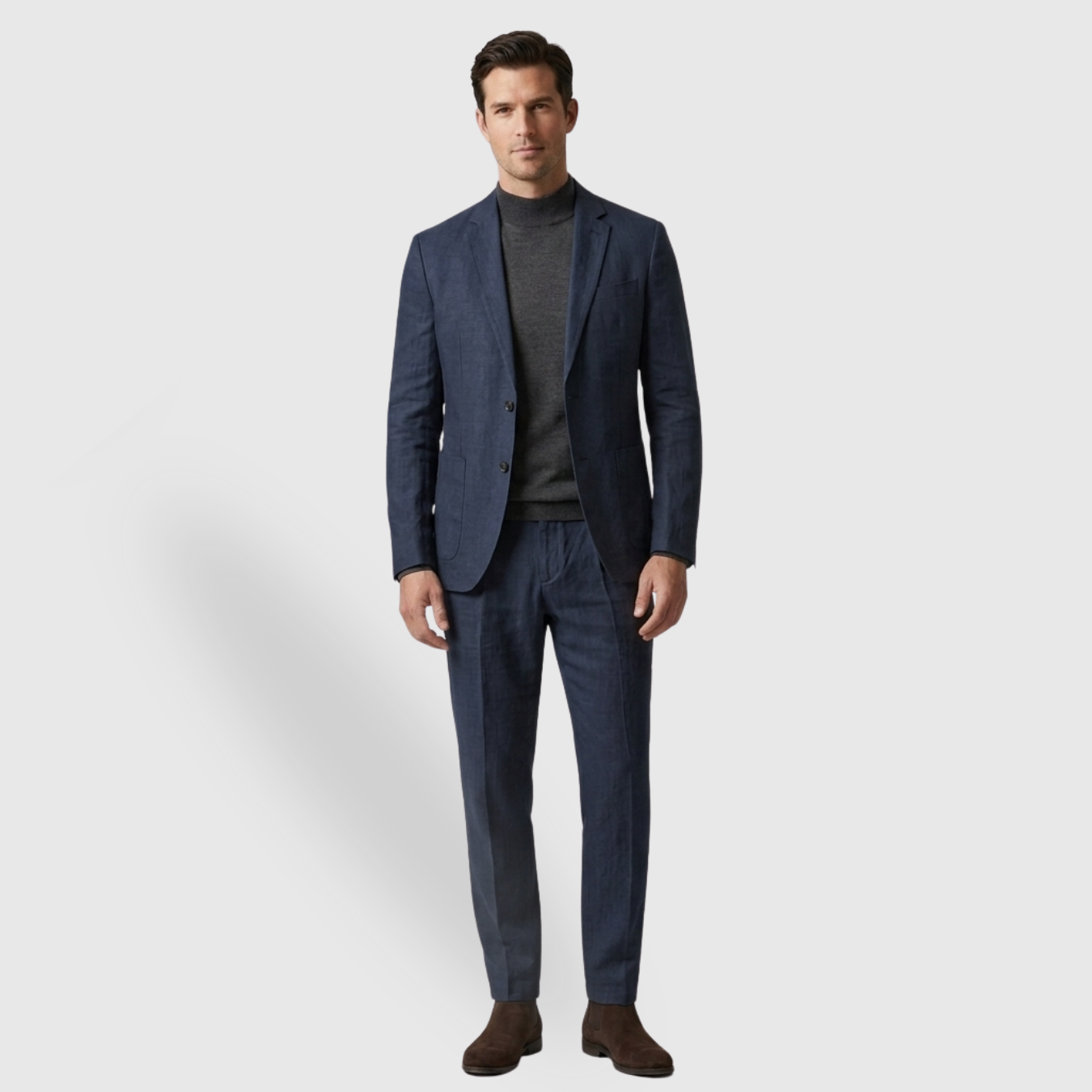 Costume homme lin mélangé coupe décontractée veste et pantalon