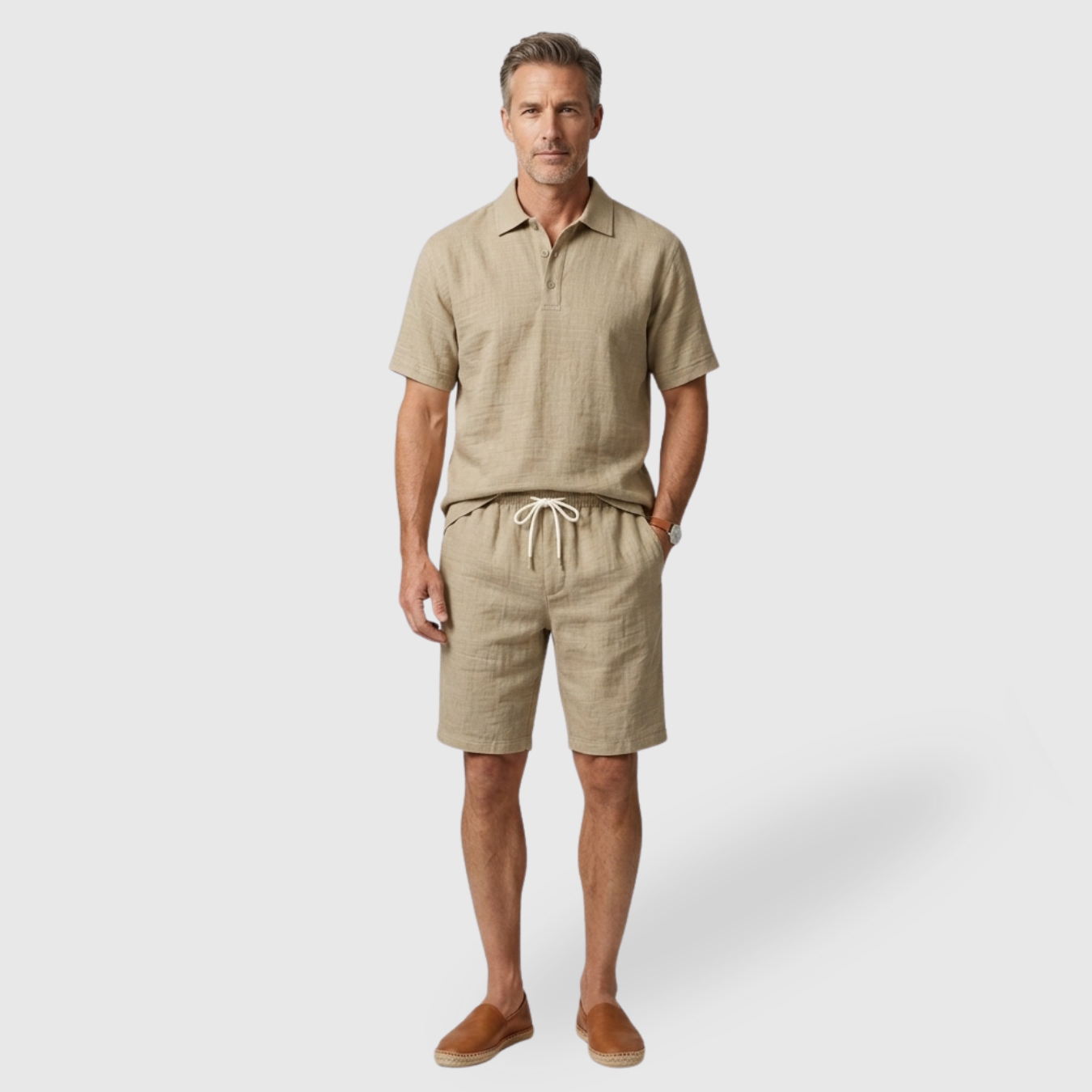 Ensemble homme polo manches courtes et short coupe décontractée