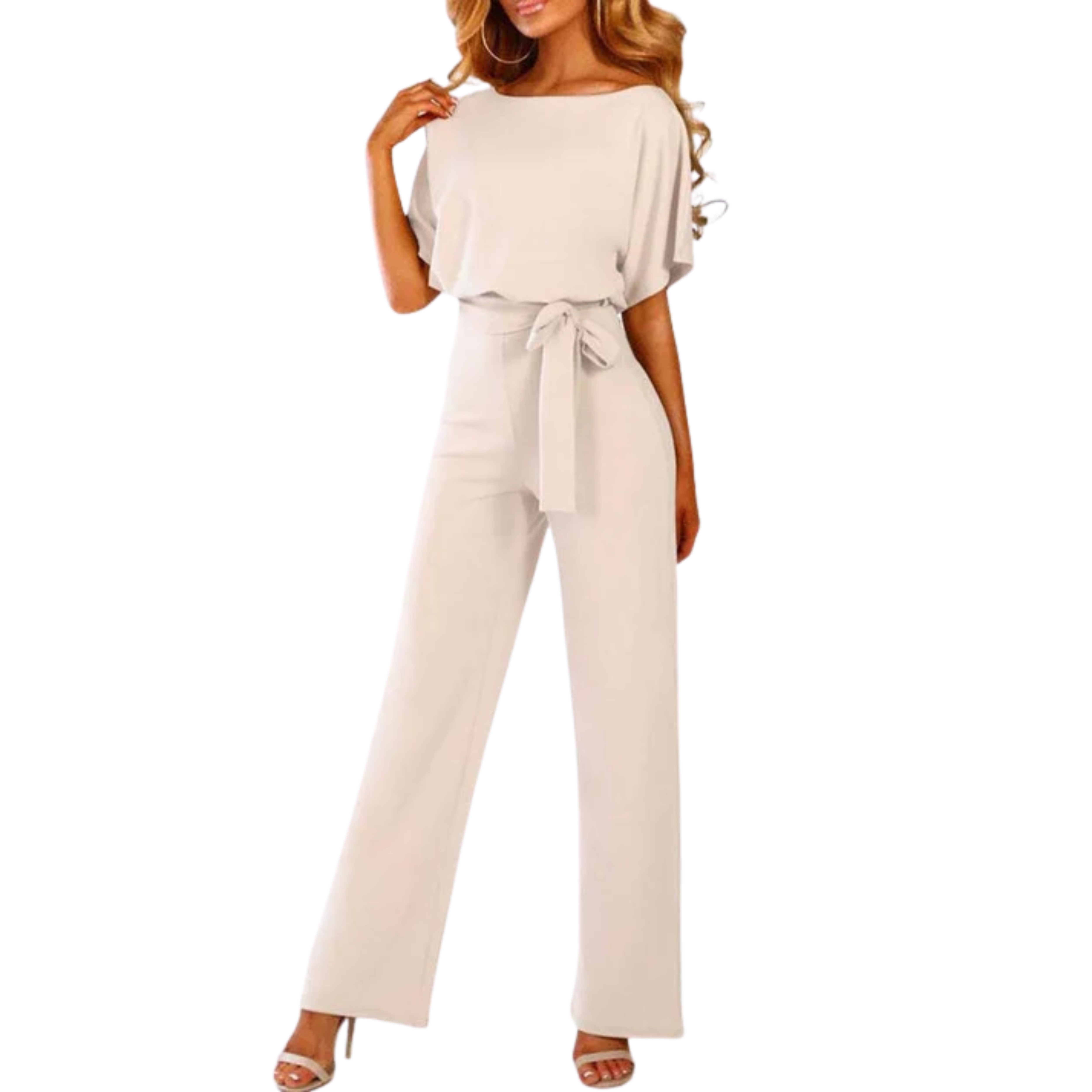 Combinaison pantalon large — manches courtes et ceinture — quotidien