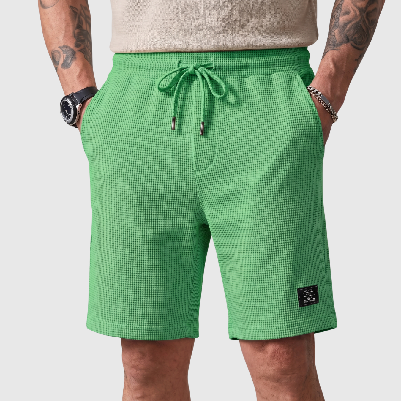 Short homme décontracté taille élastique à cordon coupe droite
