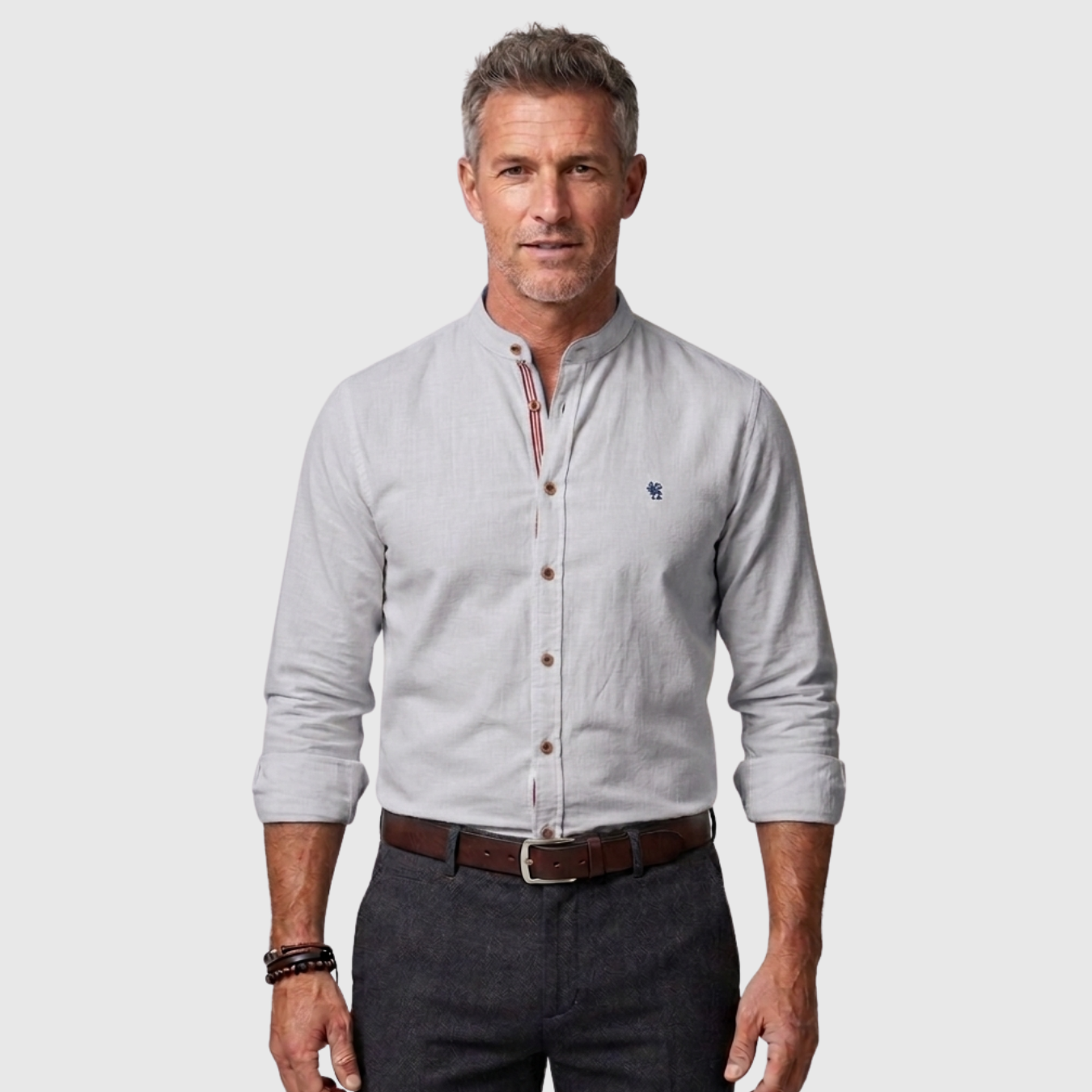 Chemise homme manches longues chaude col boutonné coupe classique hiver