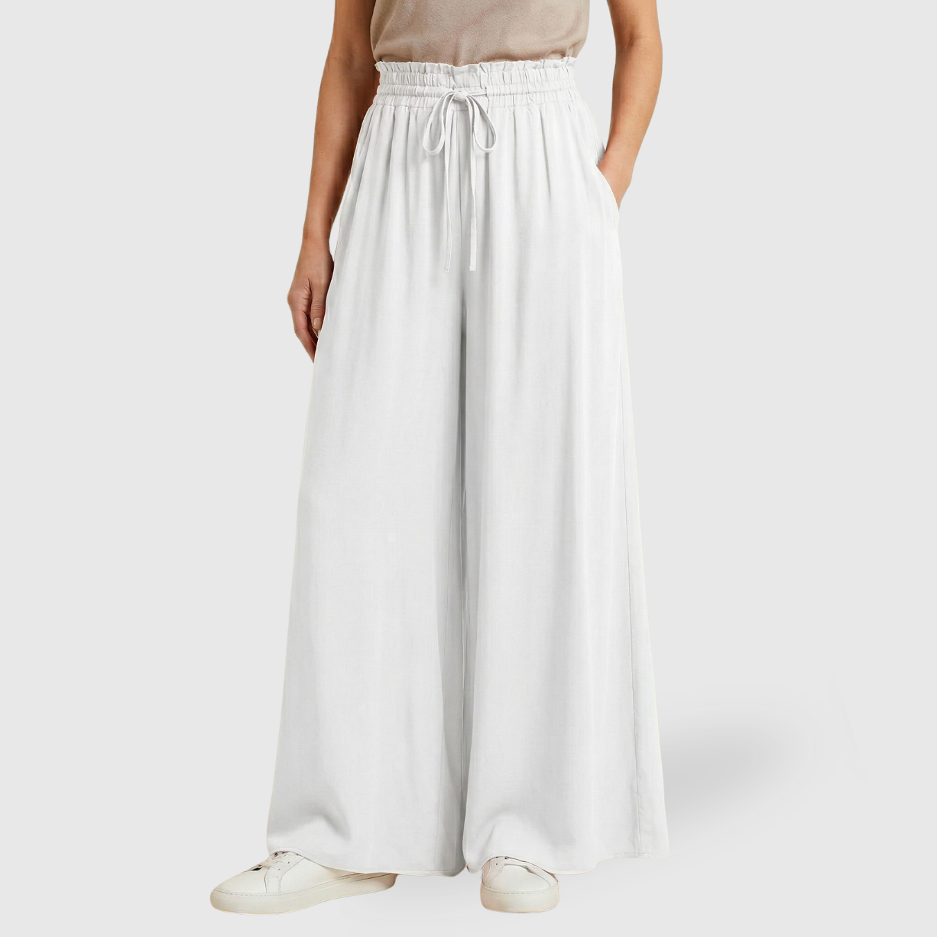 Pantalon large femme taille haute coupe ample jambes larges décontracté