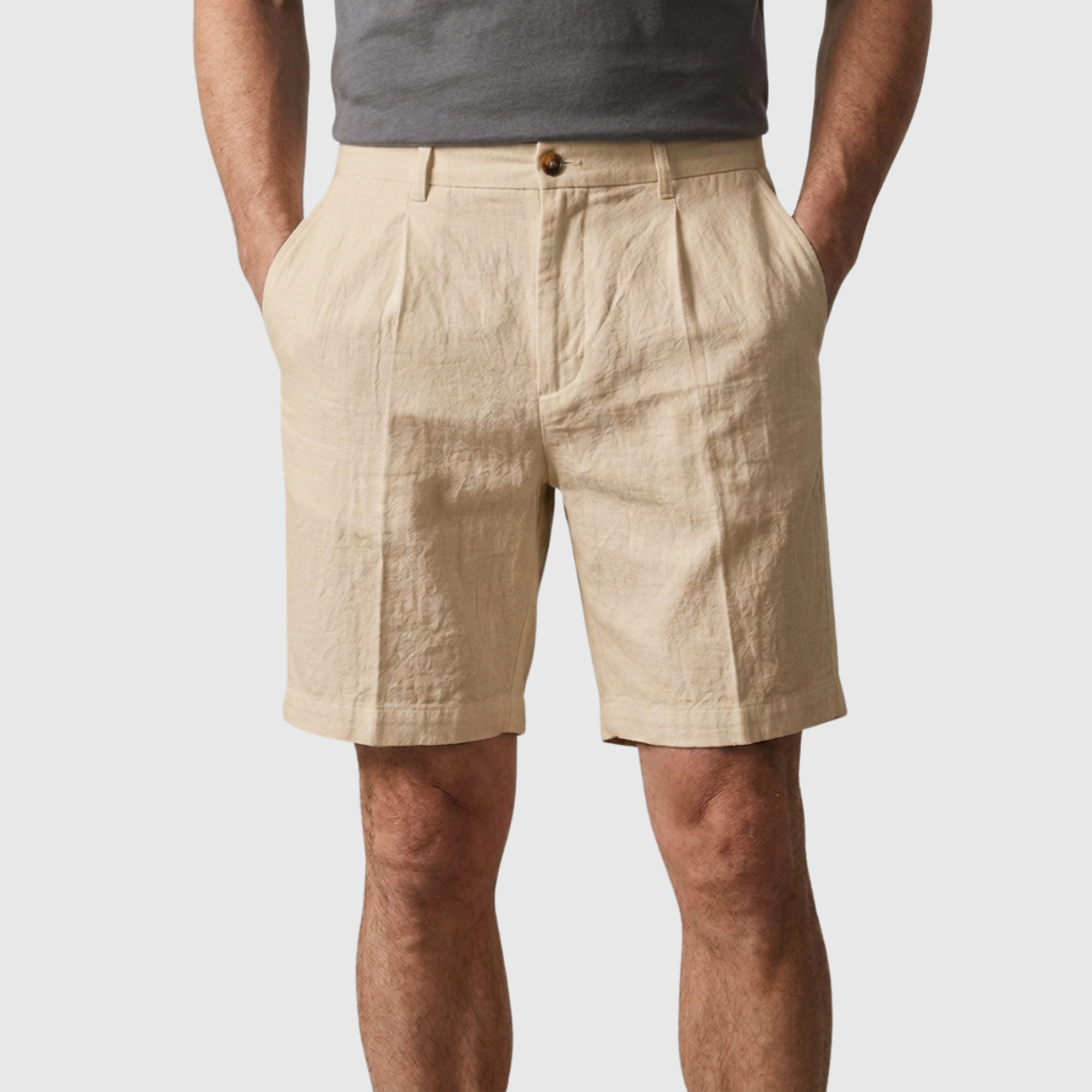 Short homme en lin coupe décontractée taille élastiquée