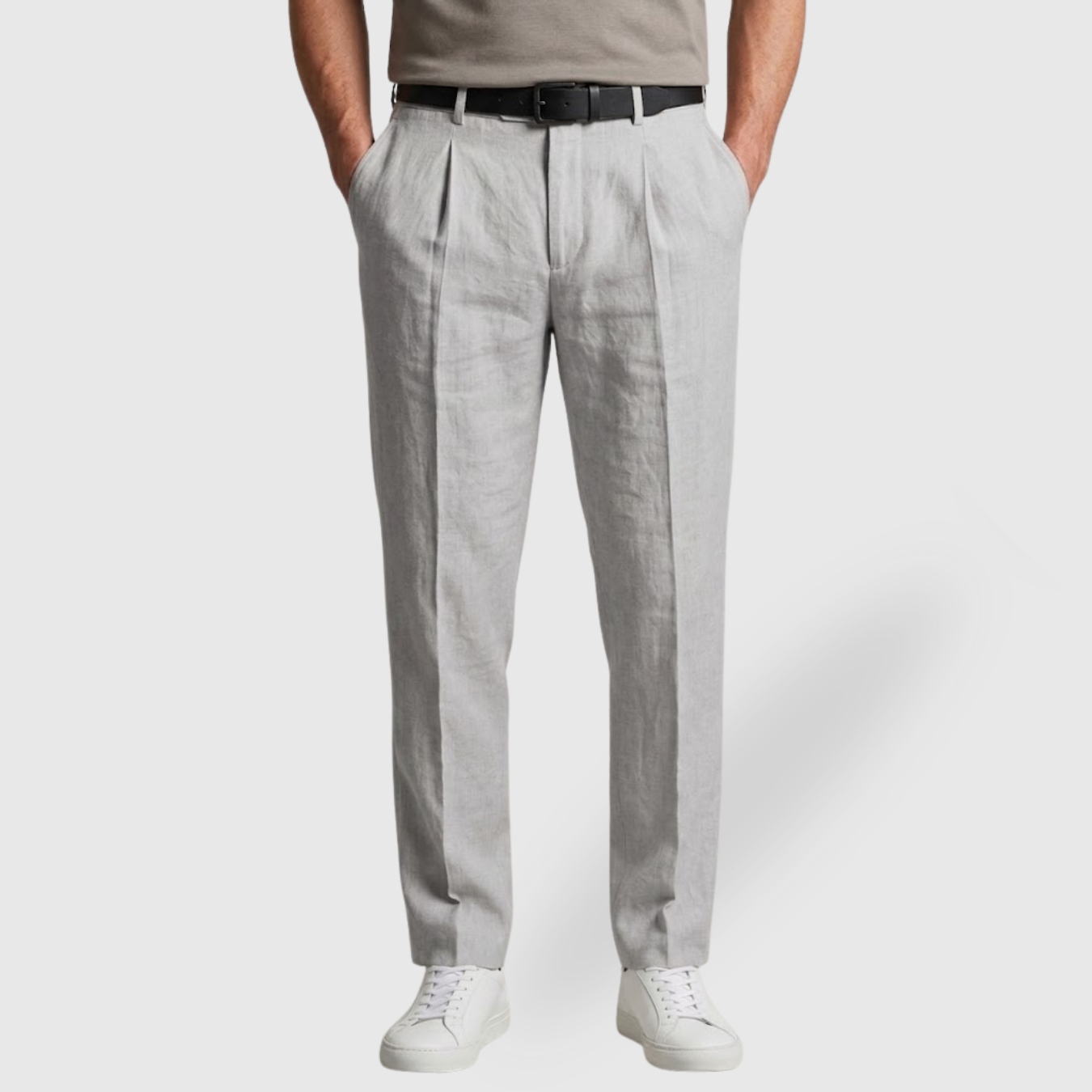 Pantalon en lin homme coupe droite taille élastique cordon ajustable