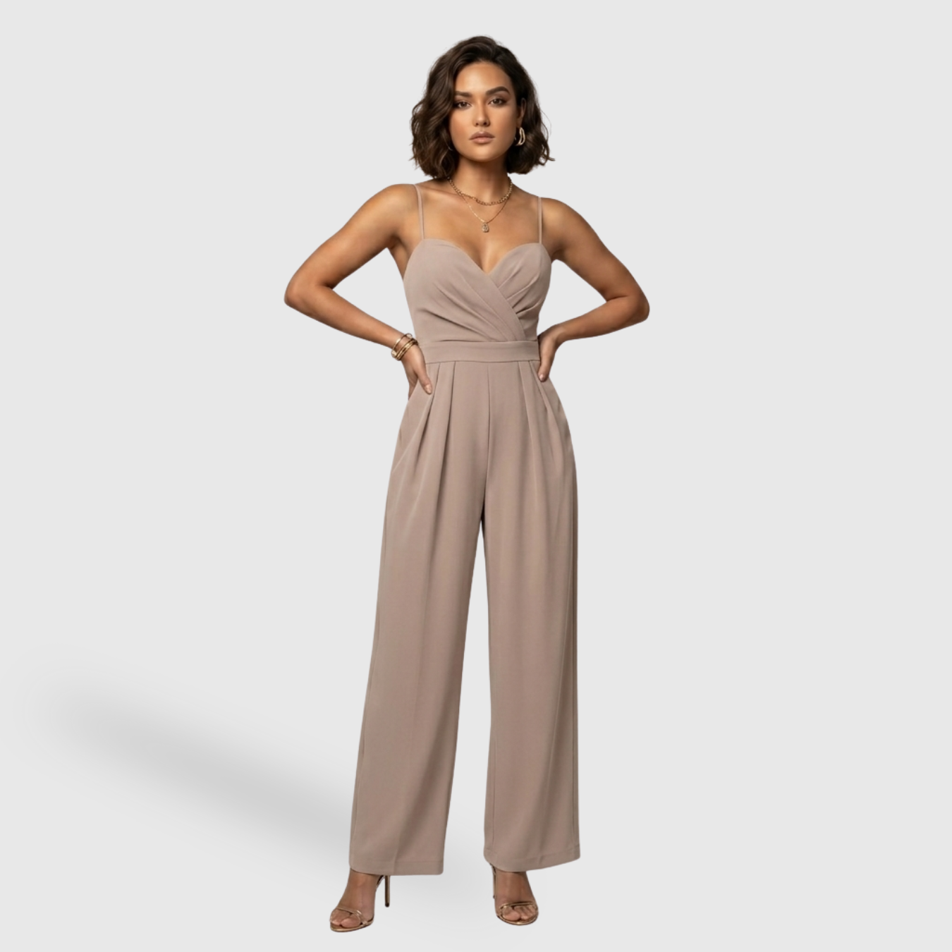 Combinaison femme pantalon large bretelles fines taille haute