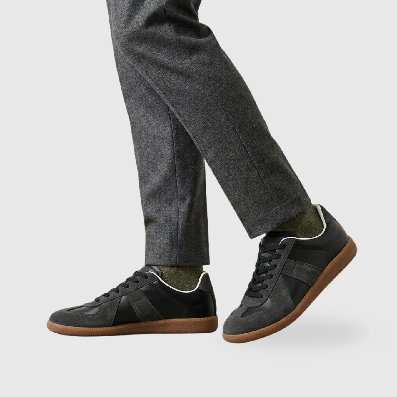 Baskets cuir homme style German Army semelle gomme