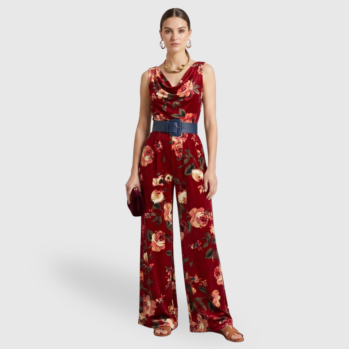 Combinaison femme épaules dénudées coupe large imprimé floral