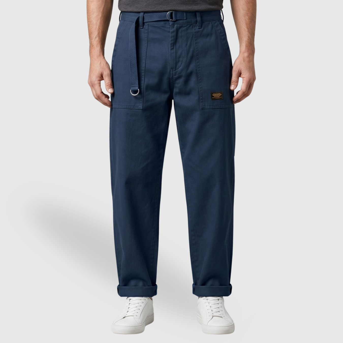 Pantalon cargo homme coupe large à poches rabat style workwear