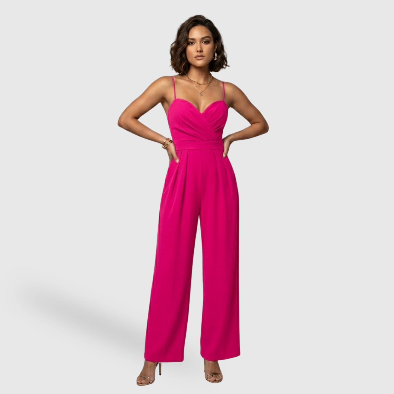 Combinaison femme pantalon large bretelles fines taille haute