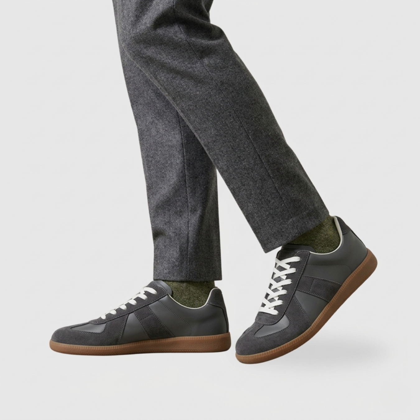 Baskets cuir homme style German Army semelle gomme