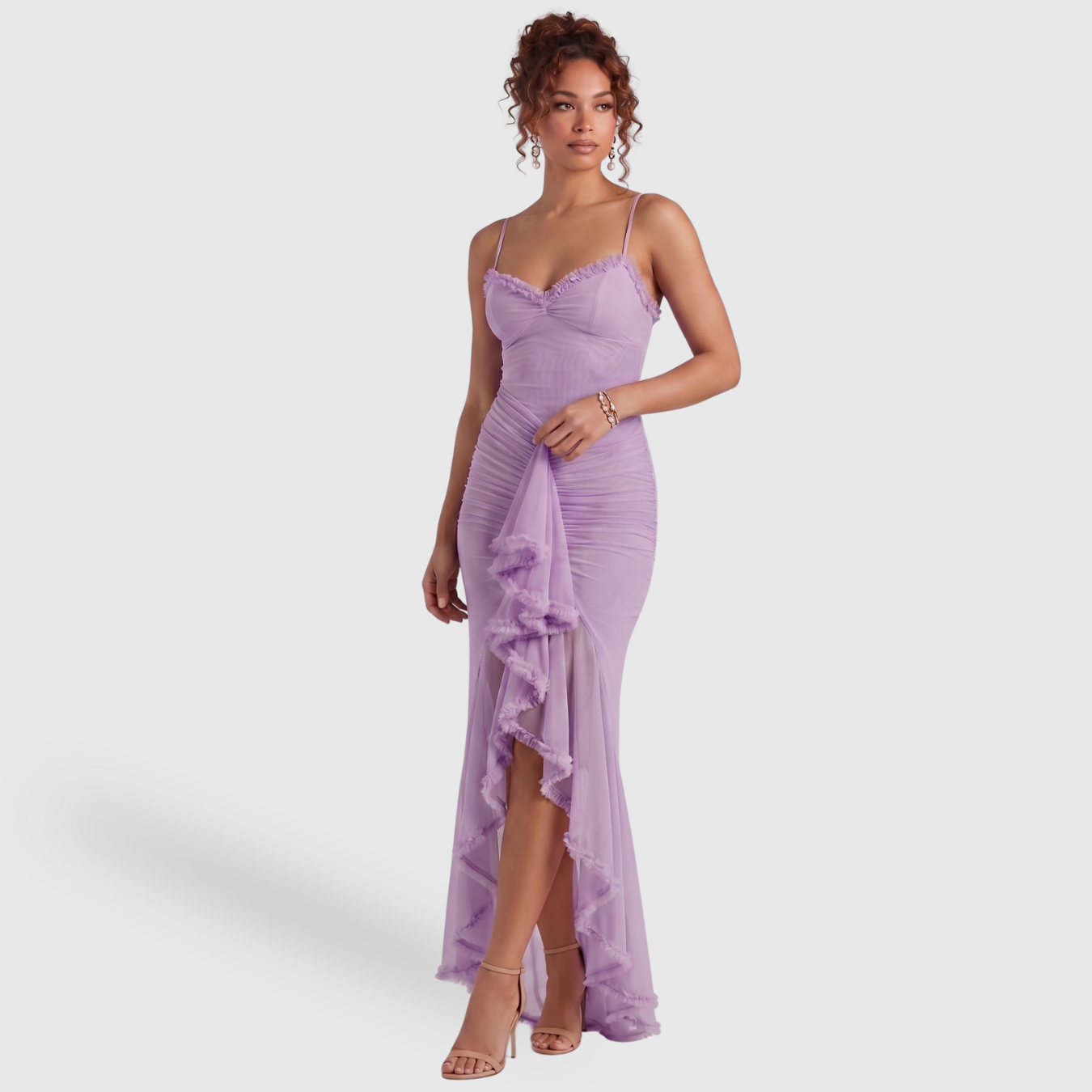Robe longue femme fendue coupe fluide bretelles fines