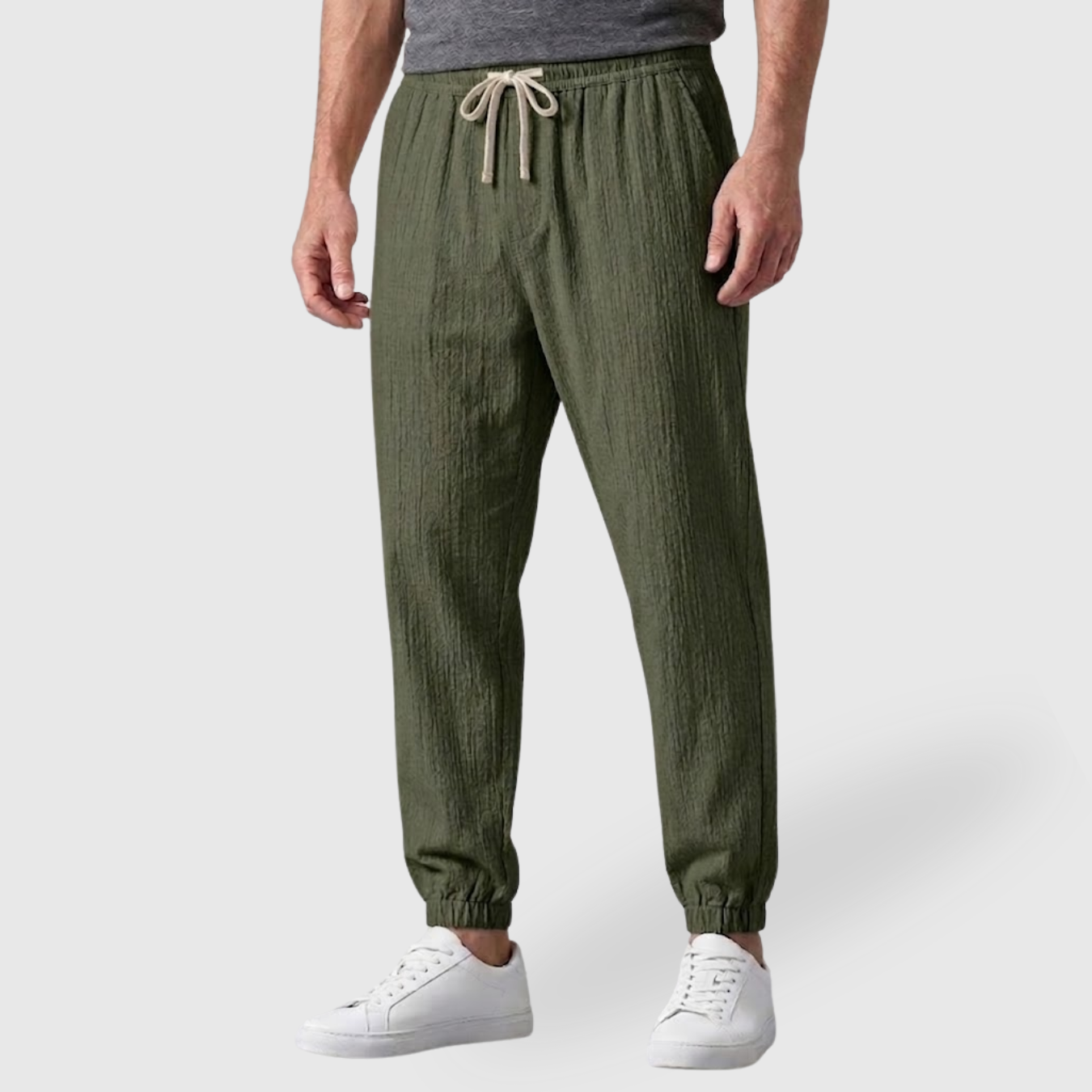 Pantalon homme été coupe légère respirante taille élastique ajustée