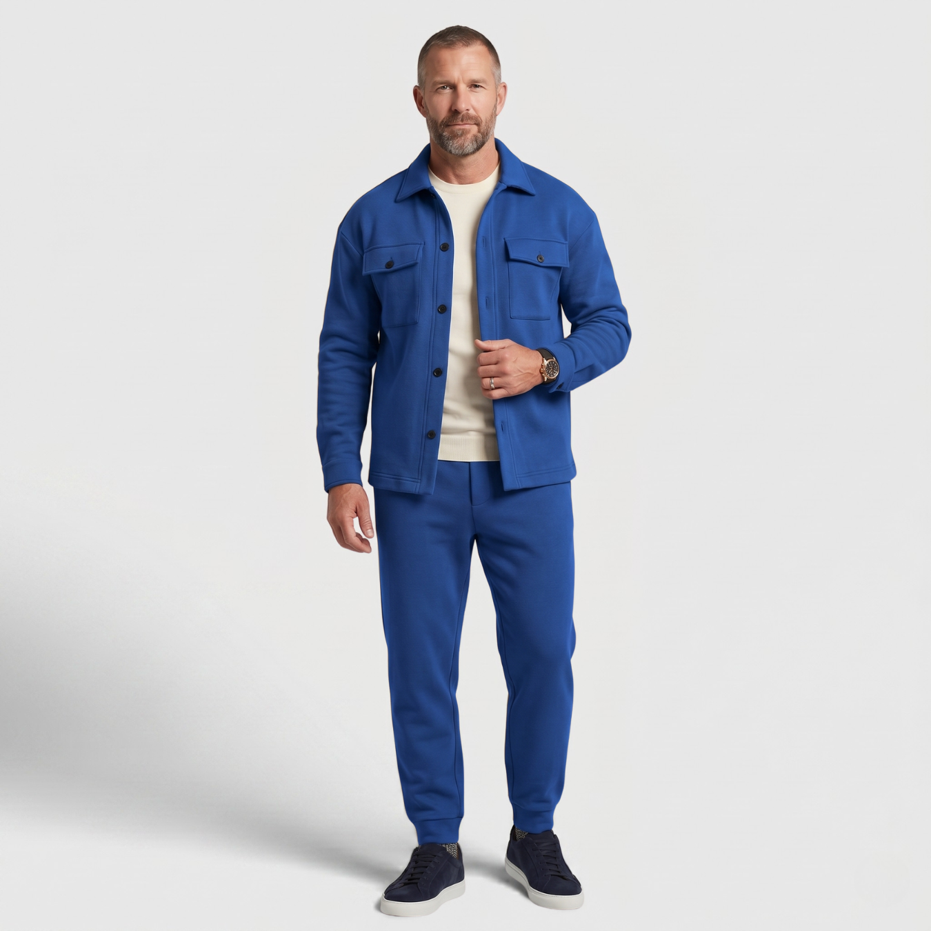 Ensemble homme survêtement 2 pièces chemise et pantalon coupe ajustée