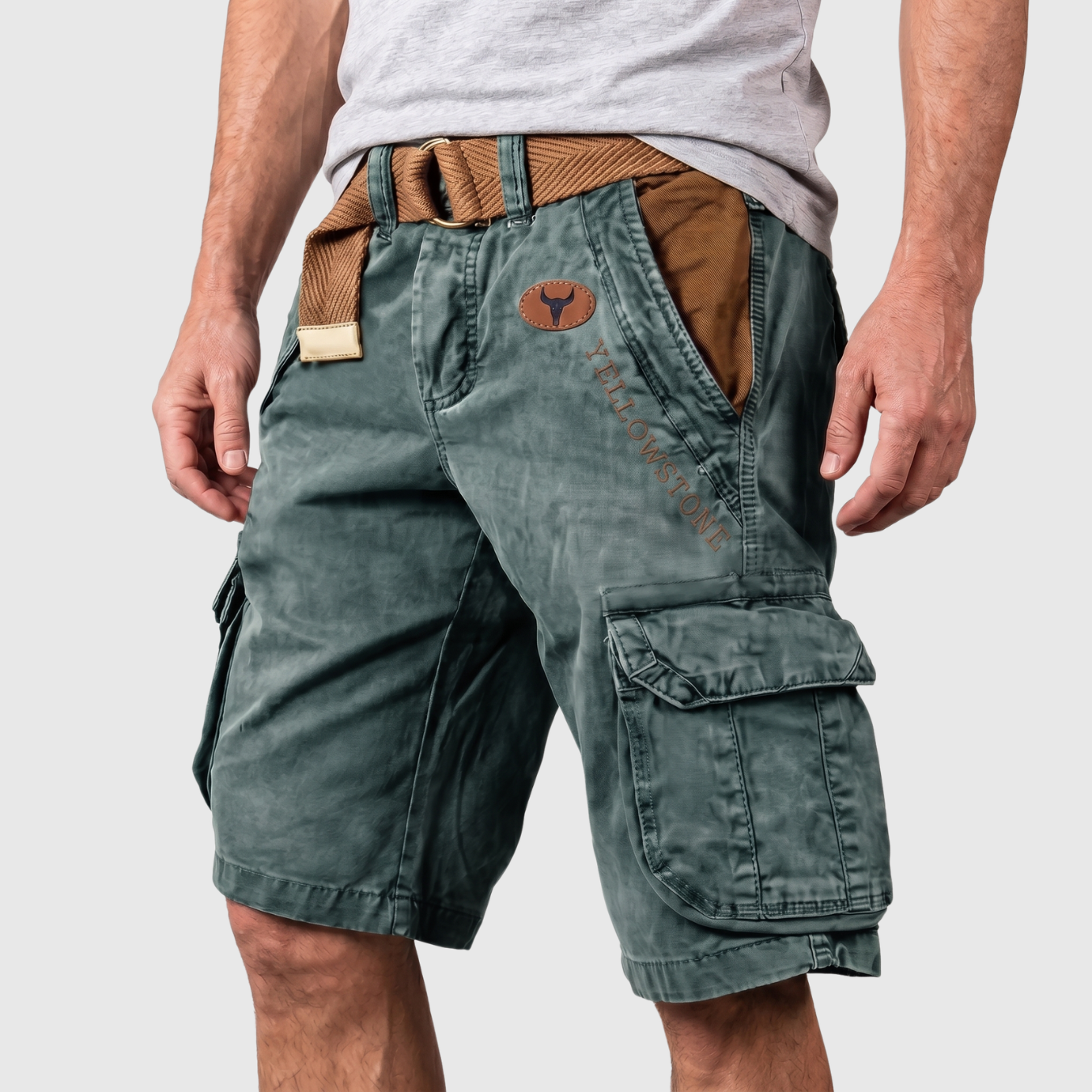 Short cargo homme multipoches coupe décontractée fermeture zippée