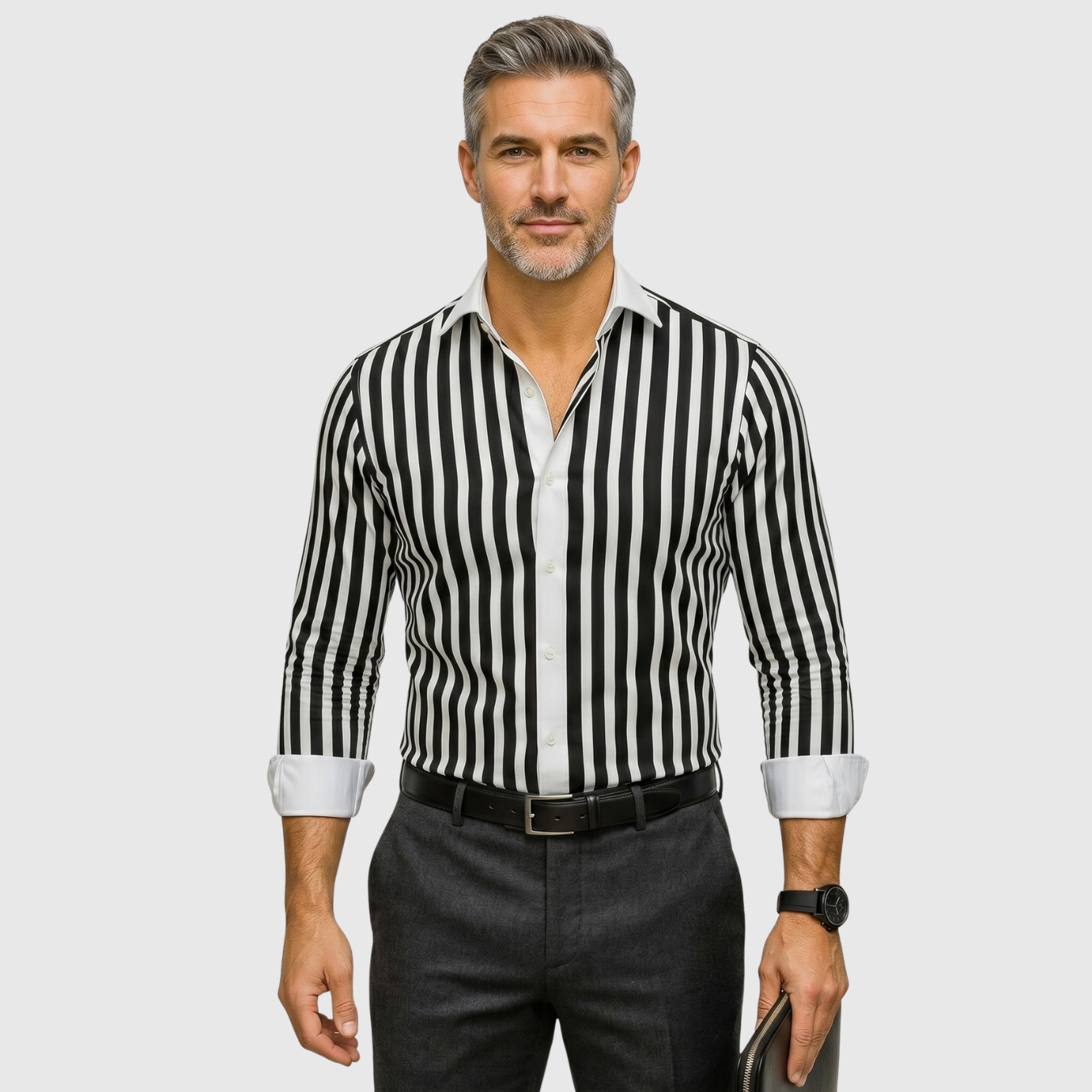 Chemise homme rayée coupe ajustée manches longues