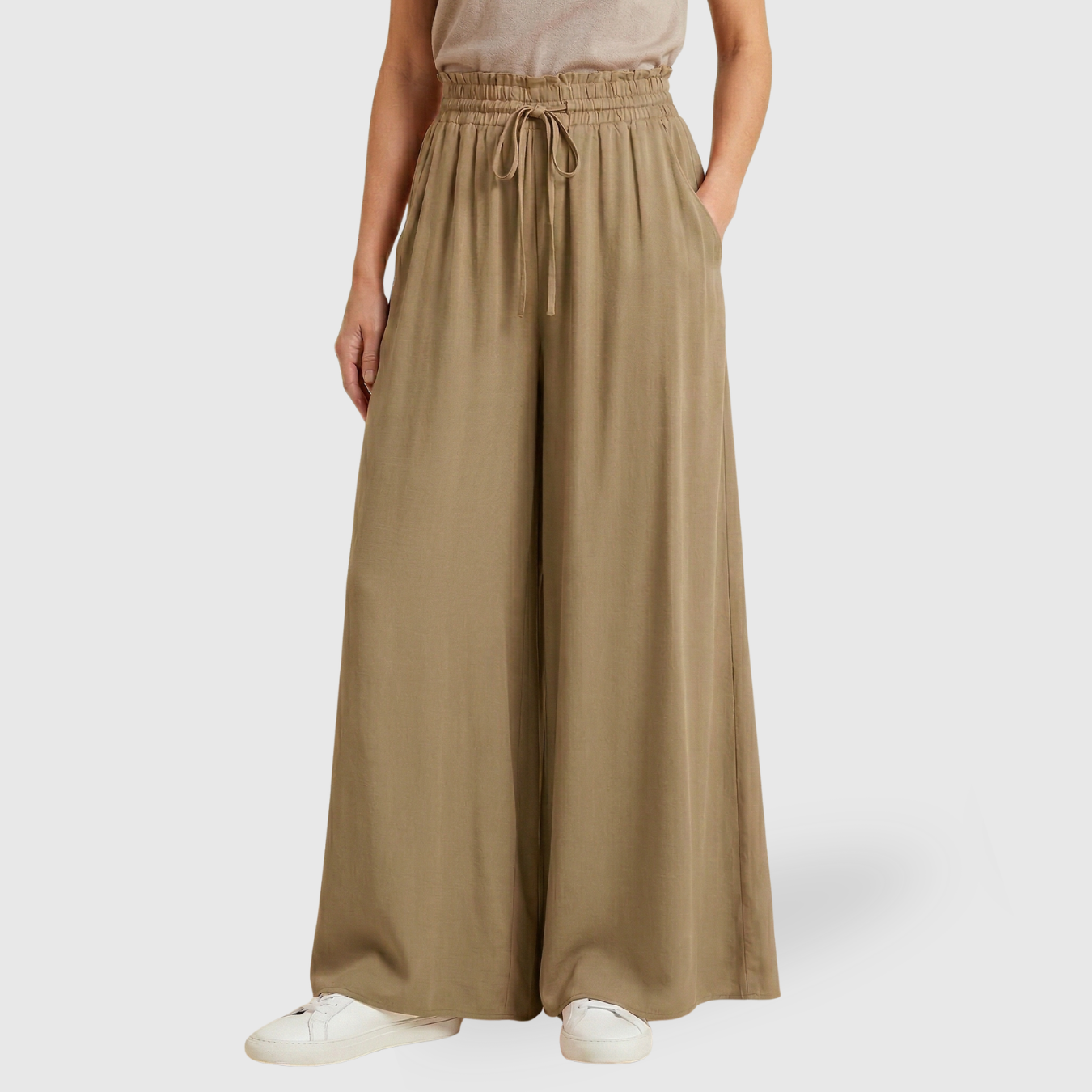 Pantalon large femme taille haute coupe ample jambes larges décontracté