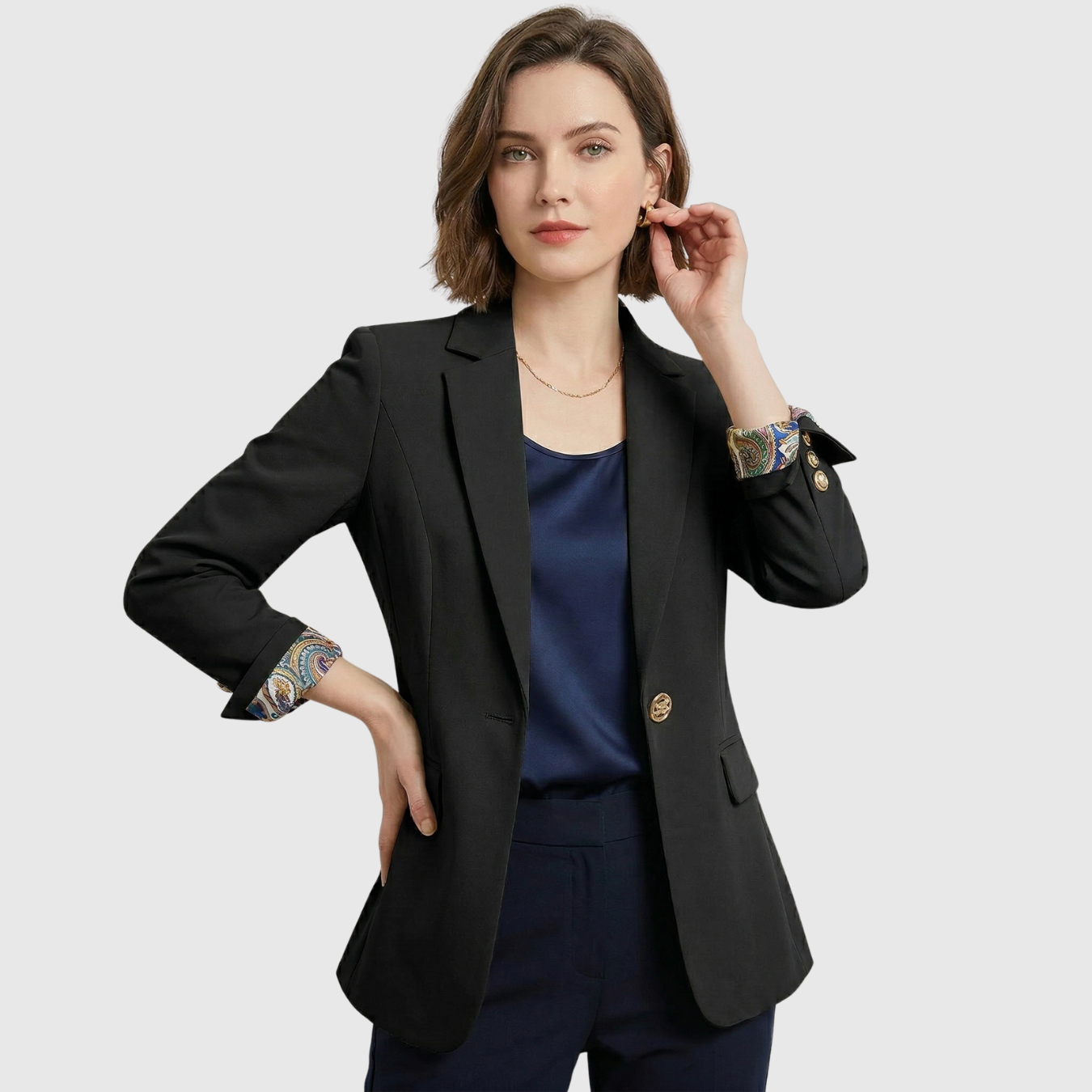 Blazer femme coupe structurée cintrée fermeture boutonnée veste tailleur