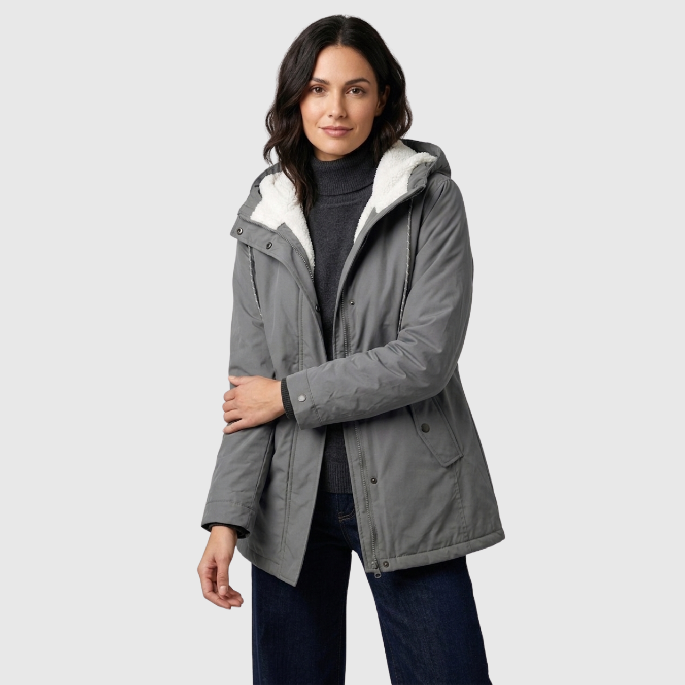 Manteau hiver femme long imperméable à capuche doublé chaud