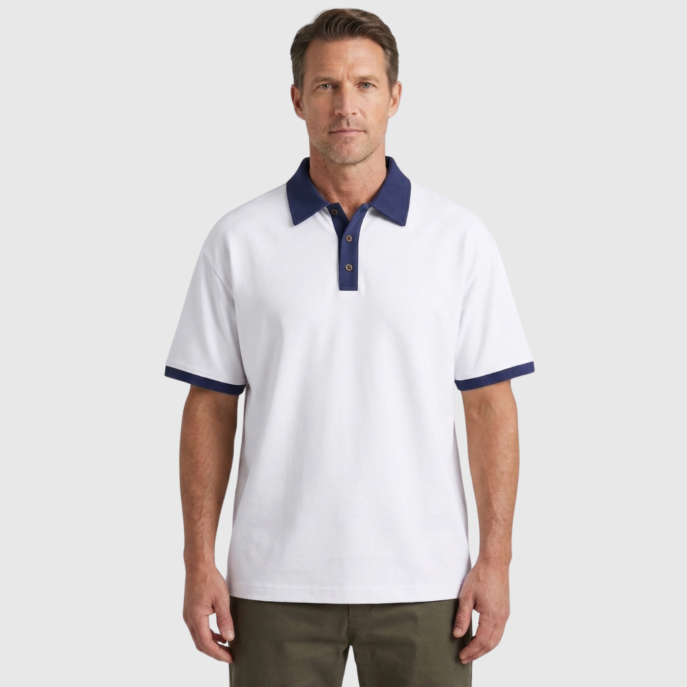 Polo homme manches courtes col boutonné coupe droite maille piquée