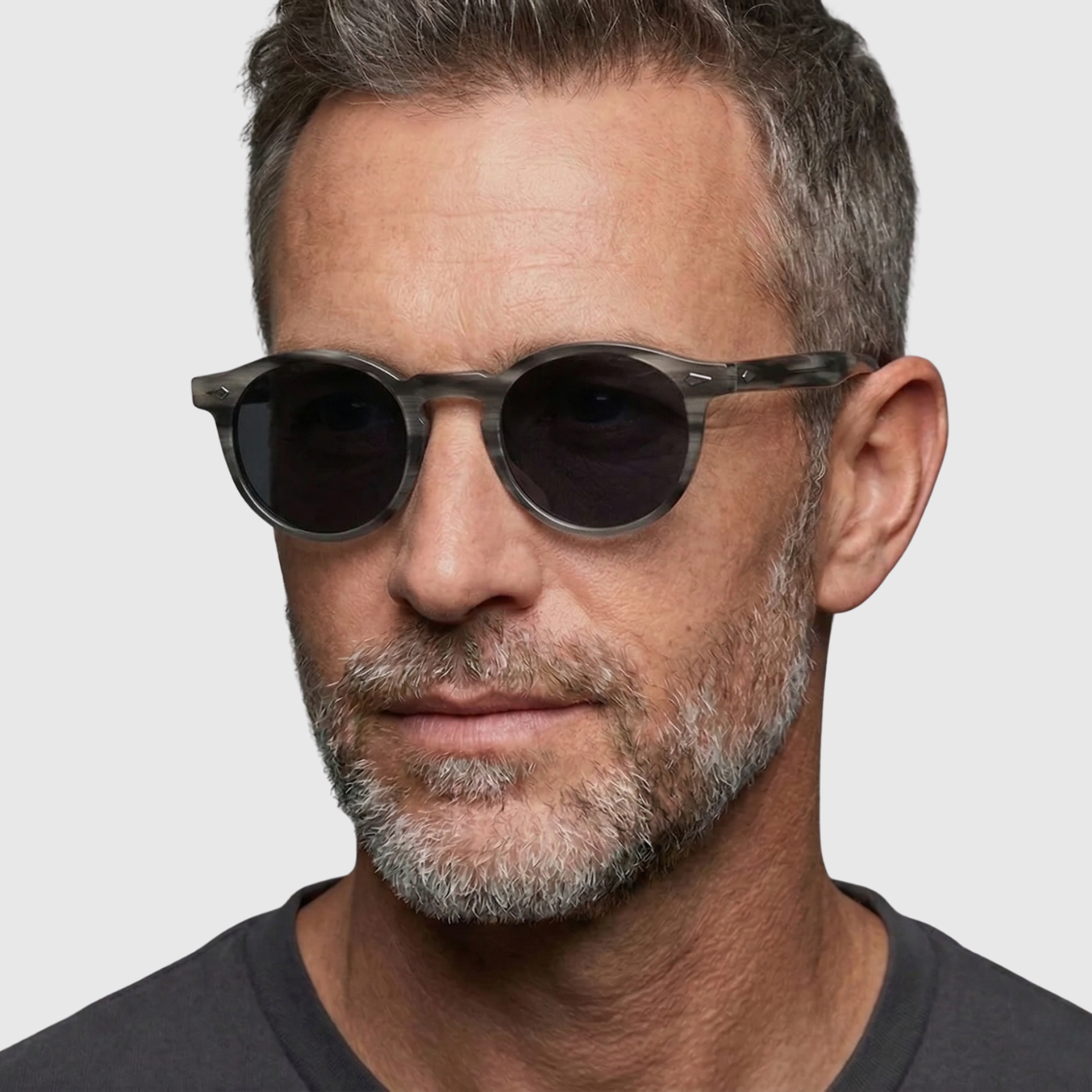 Lunettes de soleil pour homme avec monture ronde et classique, protection UV400