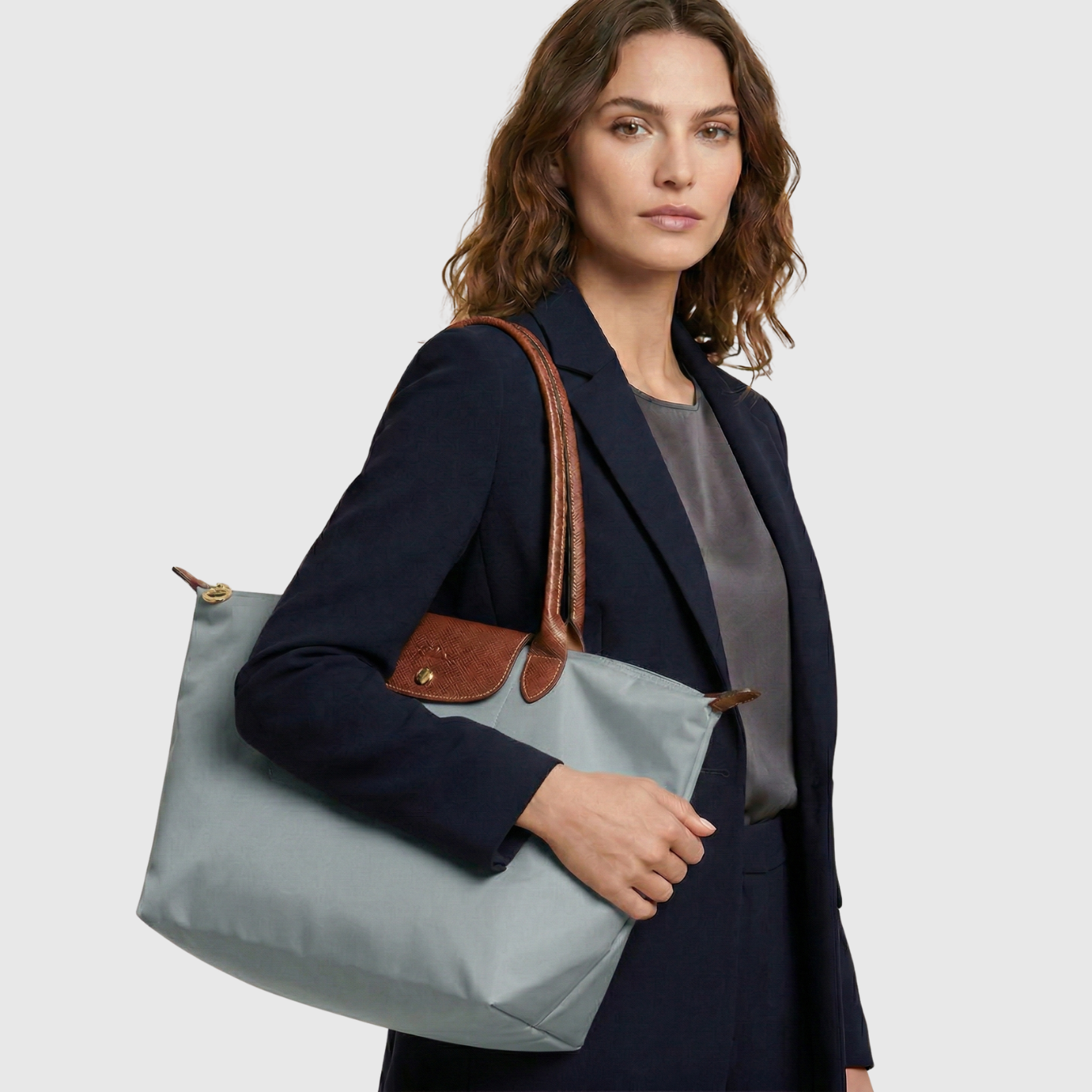 Sac cabas femme toile synthétique fermeture pression anses longues