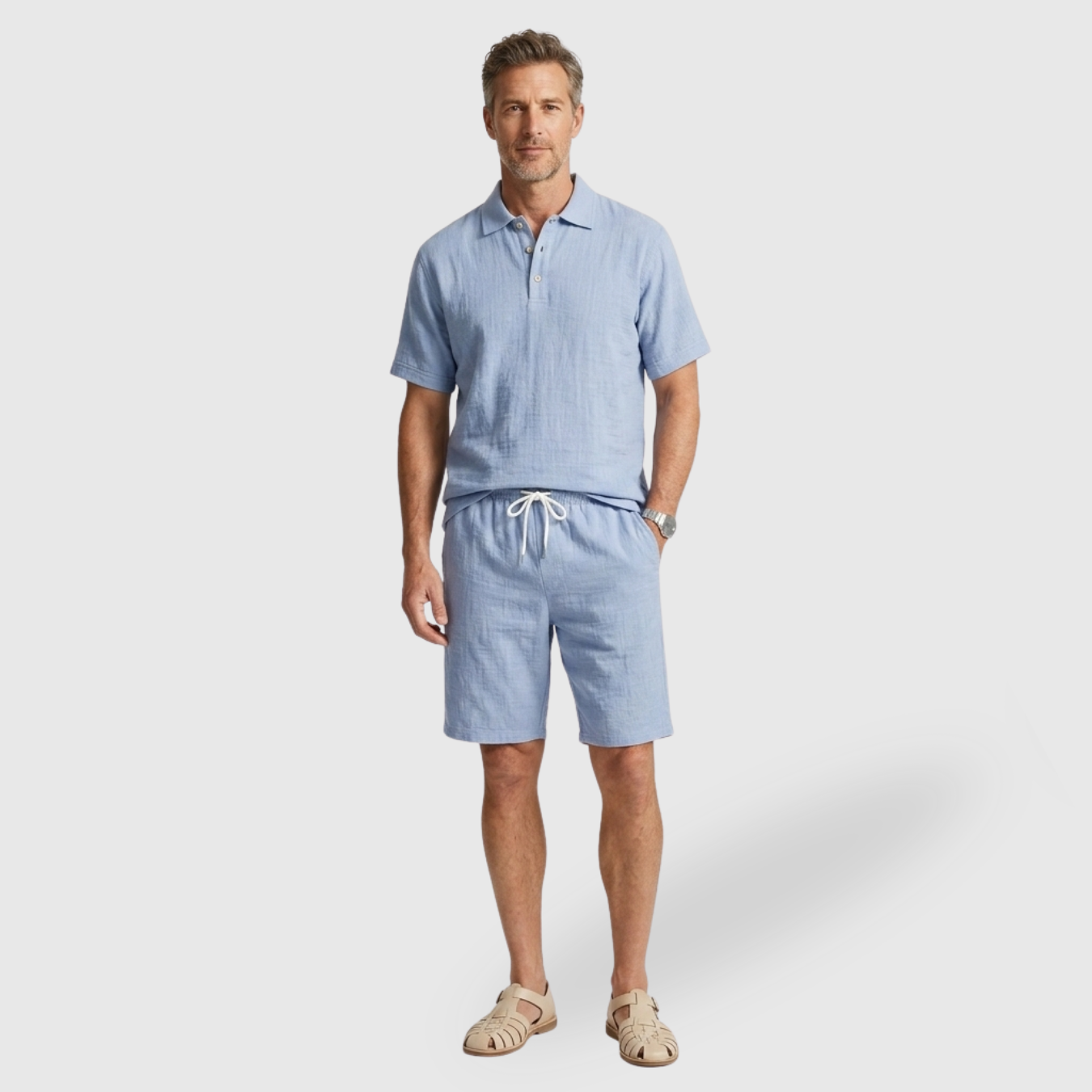 Ensemble homme polo manches courtes et short coupe décontractée