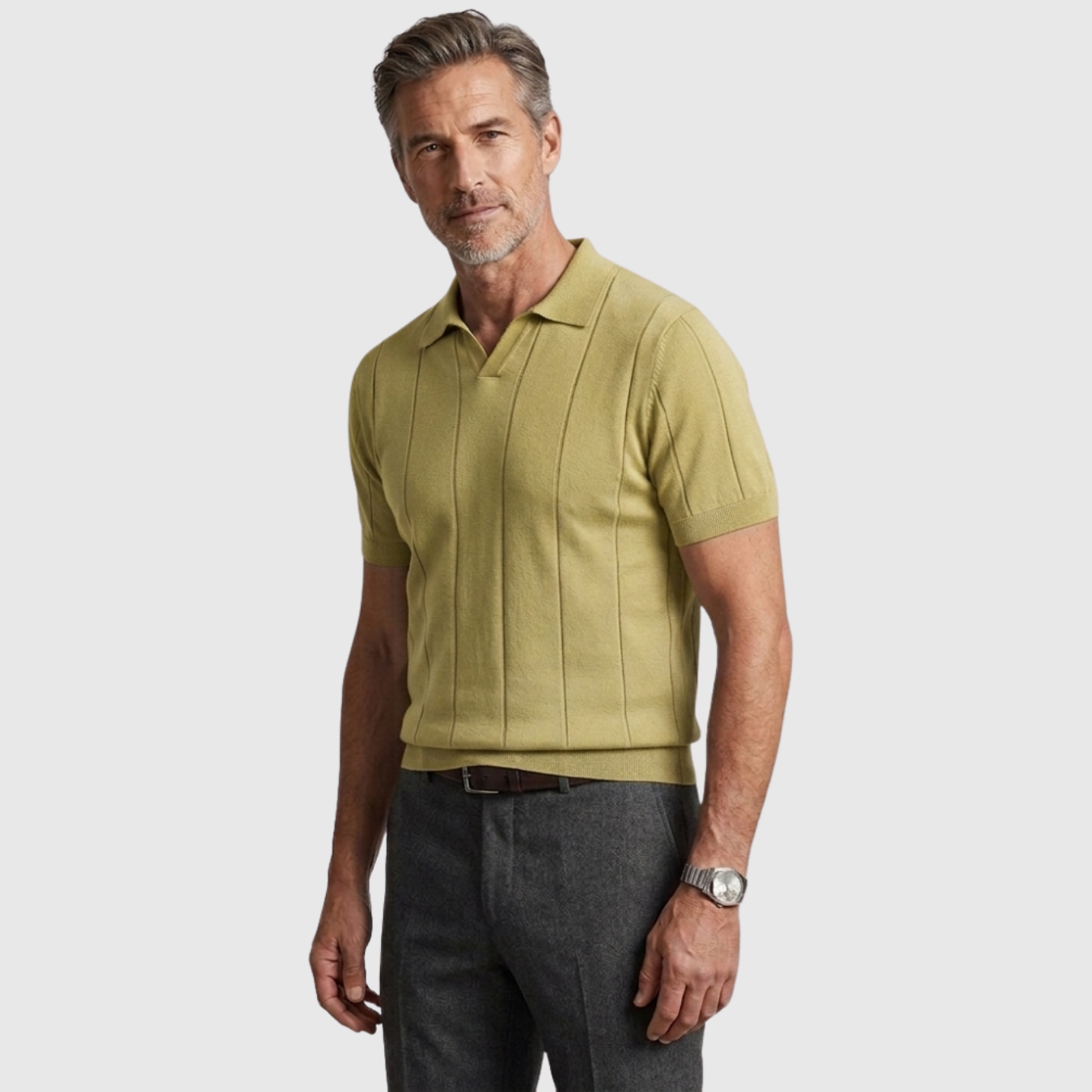 Polo homme coton sans boutons manches courtes col ouvert coupe droite