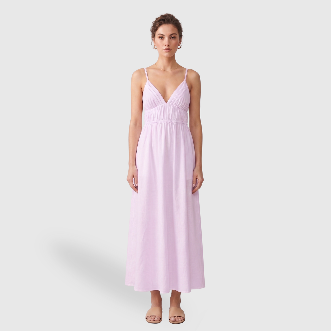Robe longue dos nu femme coton bretelles fines coupe fluide