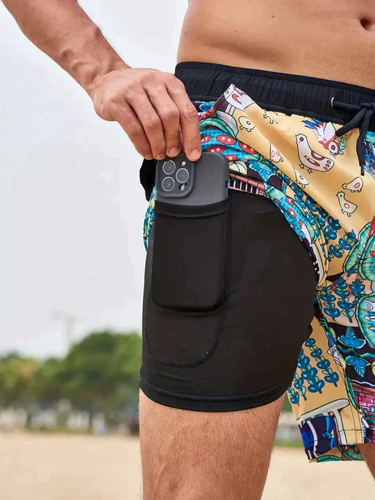 Short de Bain Homme Doublure Compression Sport Plage